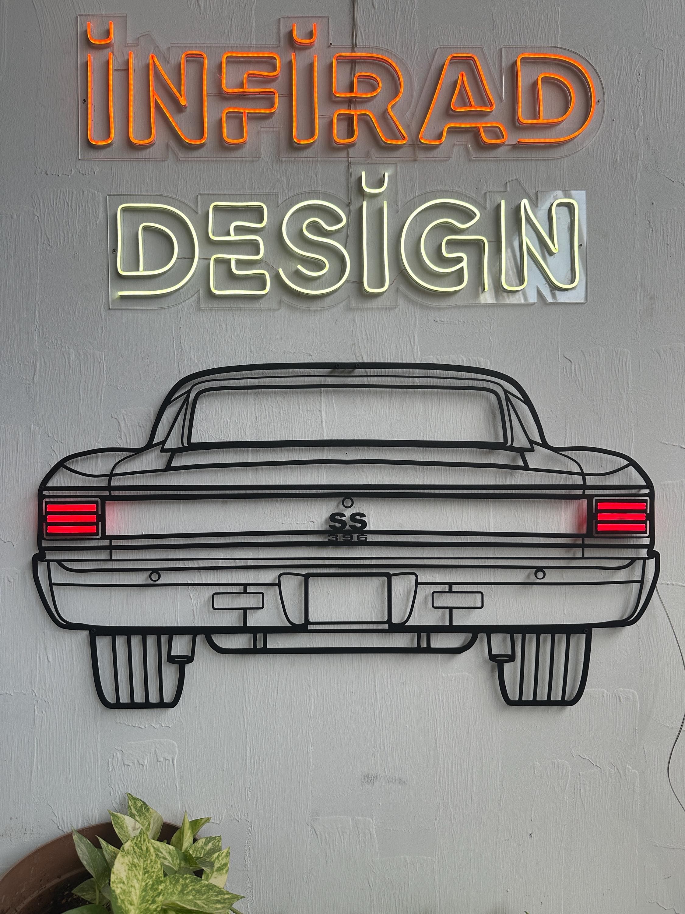 Neon Car Metal Wall Art | Car Wall Art | Gift For Car Lovers  | Metal Wall Art | Metal Car Silhouette l Car Gift Decor | Man Cave