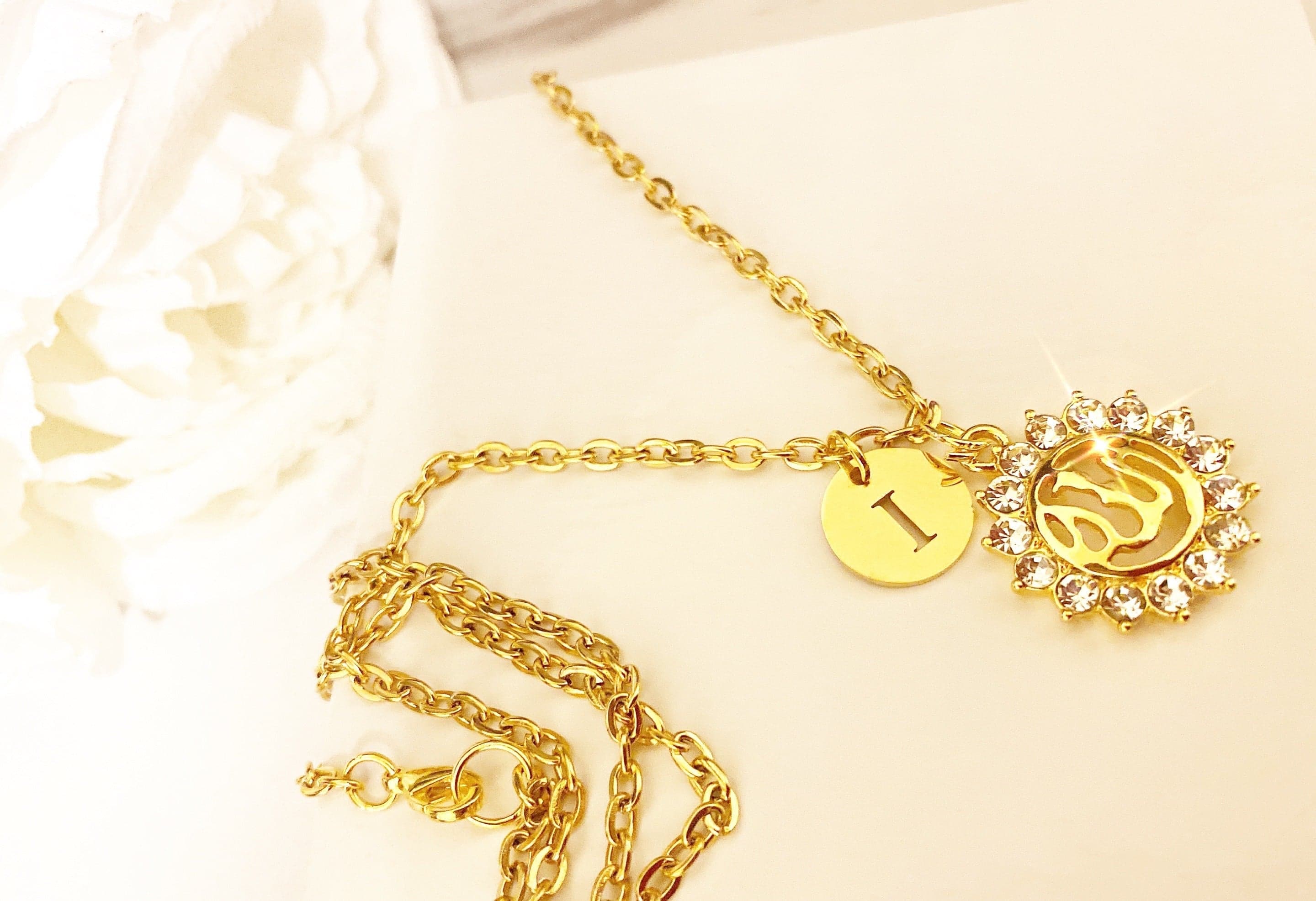 Allah necklace with personalized initial
