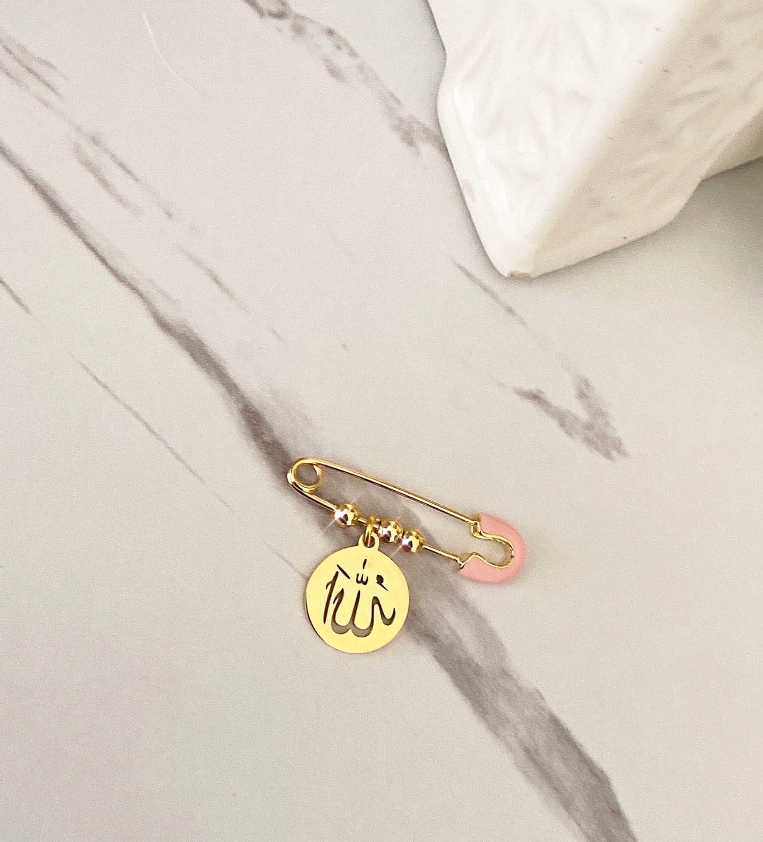 Small Gold and Pink Allah Islamic baby pin beautiful baby gift, Allah, Islamic