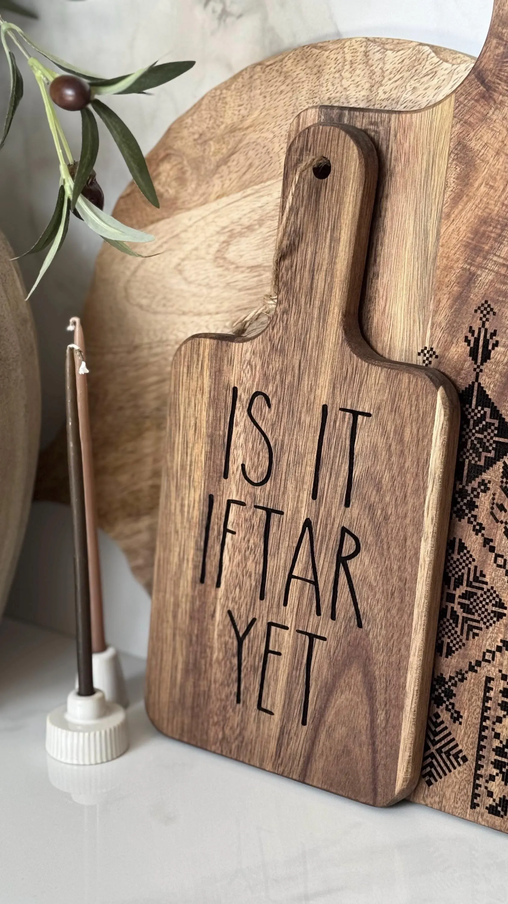 Is it Iftar Yet? Engraved Acacia Wood Medium Board: Ramadan Decor Kitchen Decor - image 5