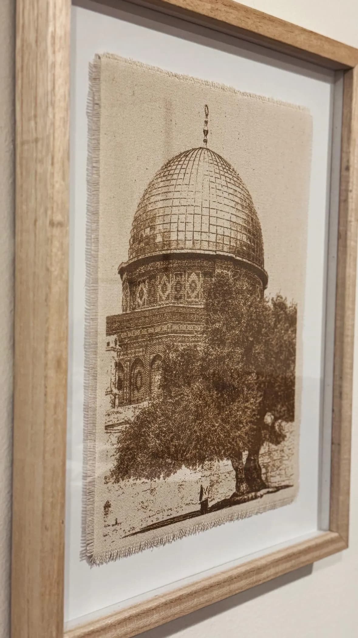 Dome of the Rock Linen Wall Art | Al Aqsa Mosque Print (Framed)