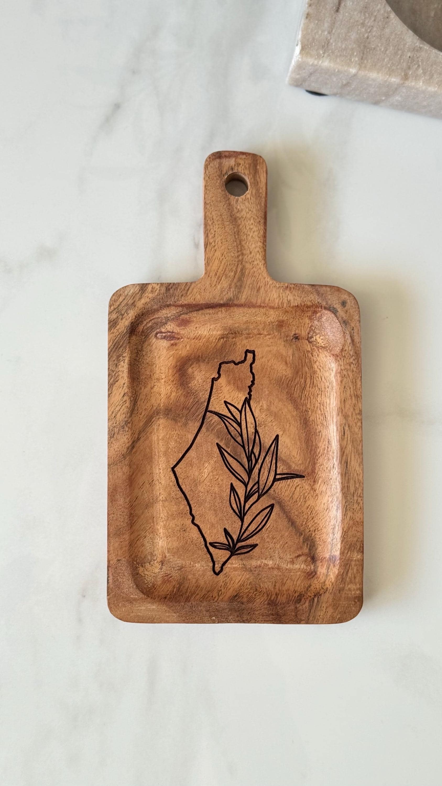Palestine Map Olive Branch Small Board - Laser Engraved Art (9x5 in)