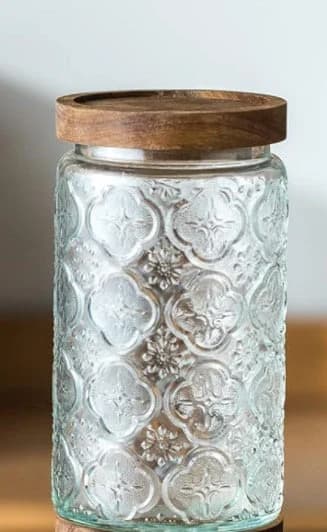 Wanna Date Ramadan Mubarak Glass Jar: Vintage Embossed Design, Airtight Wood Lid - image 5