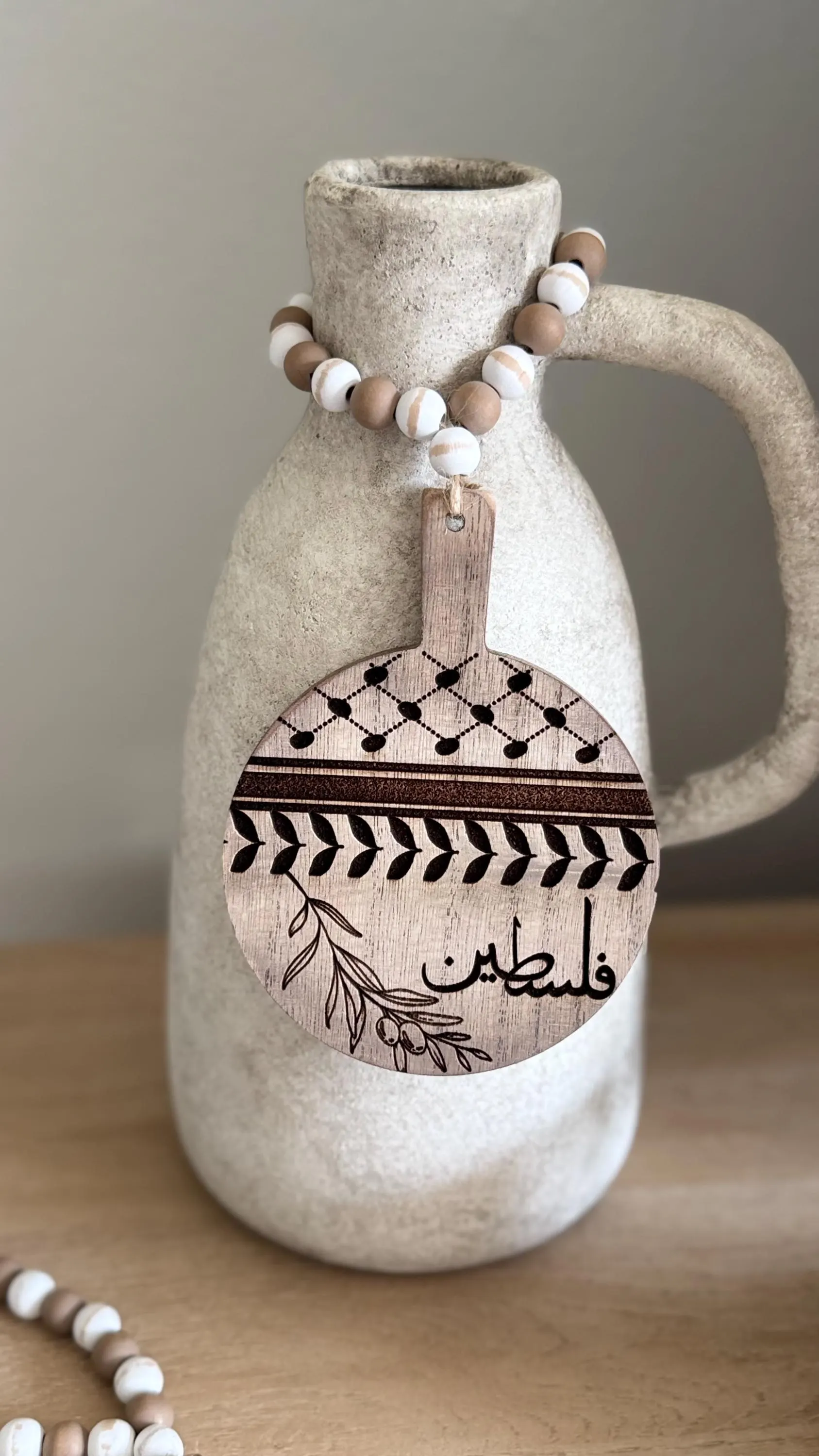 Palestine Ornament: Keffiyeh Print, Olive Branch, Beaded - image 3