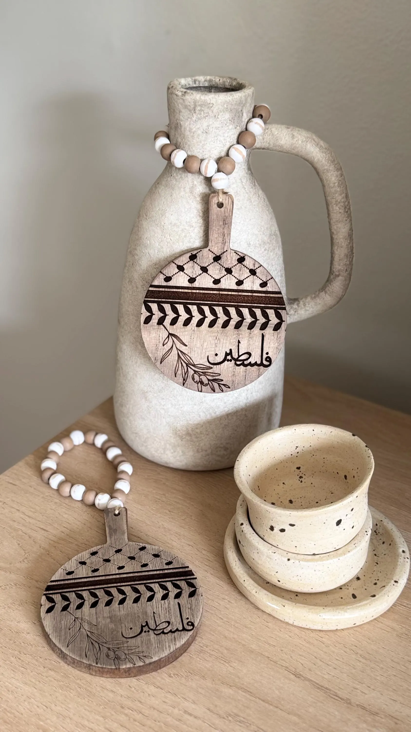Palestine Ornament: Keffiyeh Print, Olive Branch, Beaded - image 4