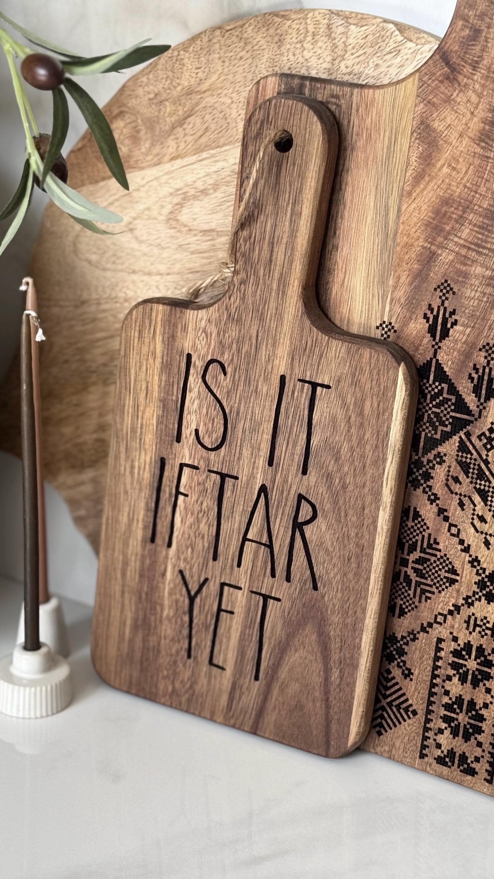 Is it Iftar Yet? Engraved Acacia Wood Medium Board: Ramadan Decor Kitchen Decor - image 2