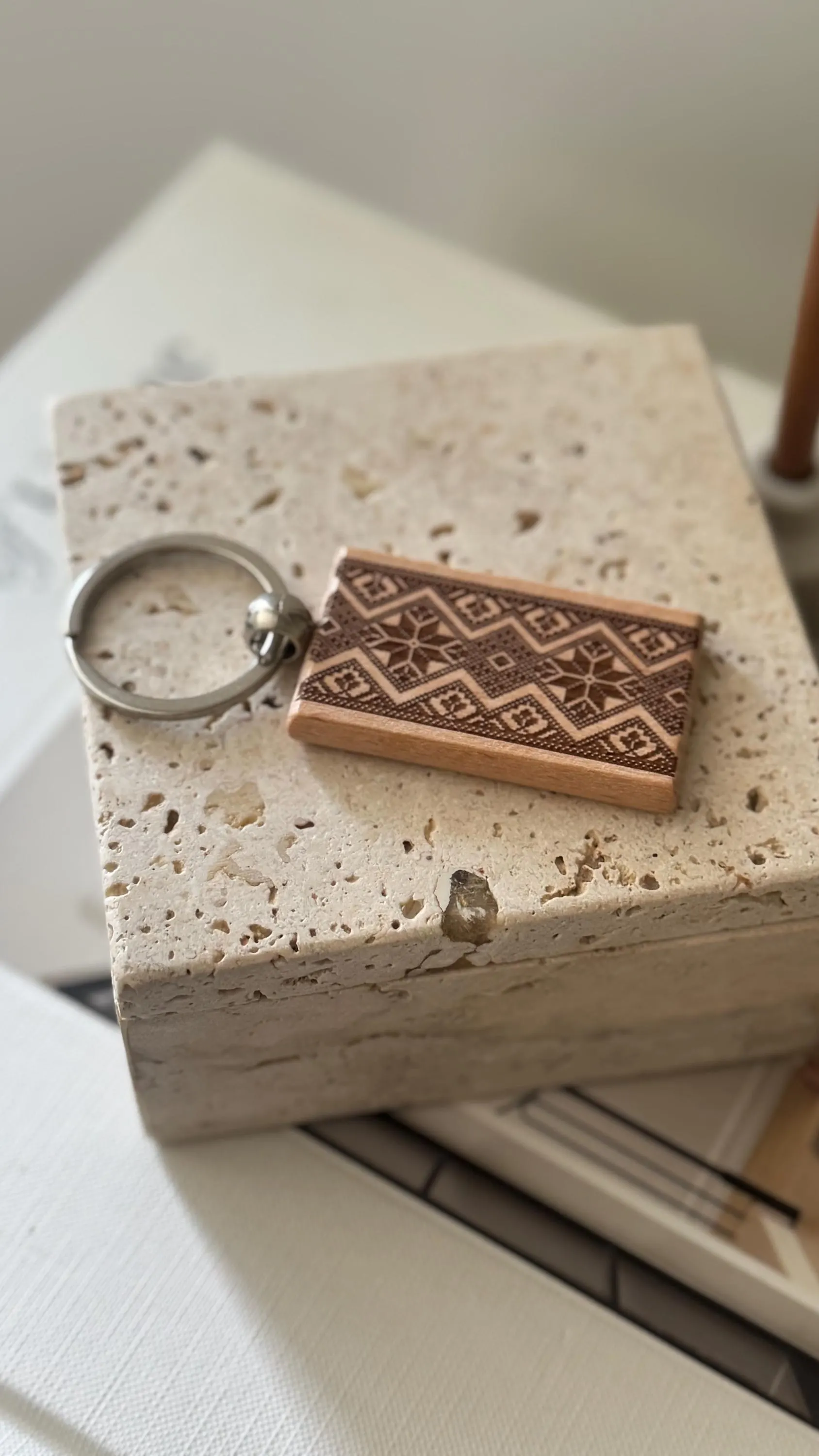 Personalized Tatreez Wooden Keychain | Custom Name, Palestinian Embroidery Inspired - image 5