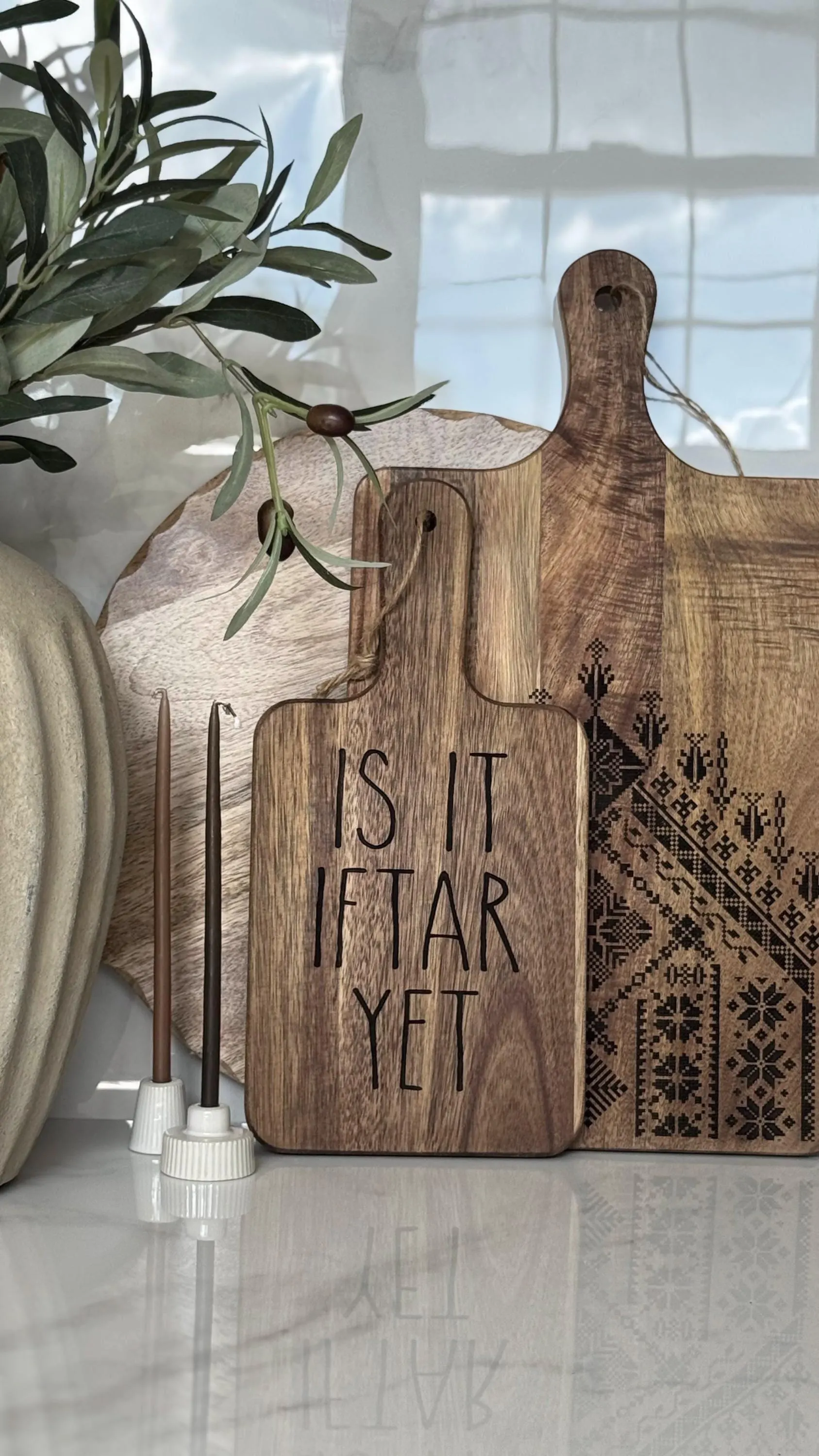 Is it Iftar Yet? Engraved Acacia Wood Medium Board: Ramadan Decor Kitchen Decor - image 4