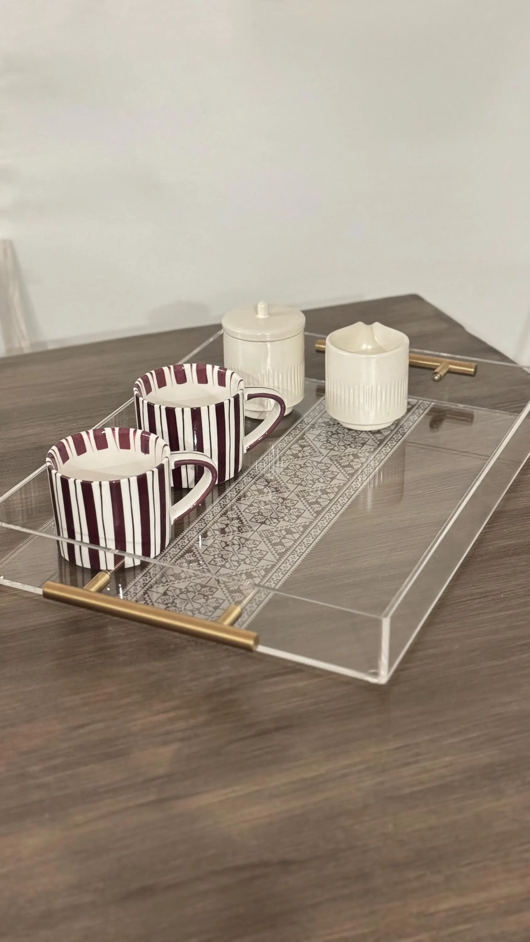 Palestine Tatreez Tray | Acrylic Serving Tray with Gold Handles - image 5