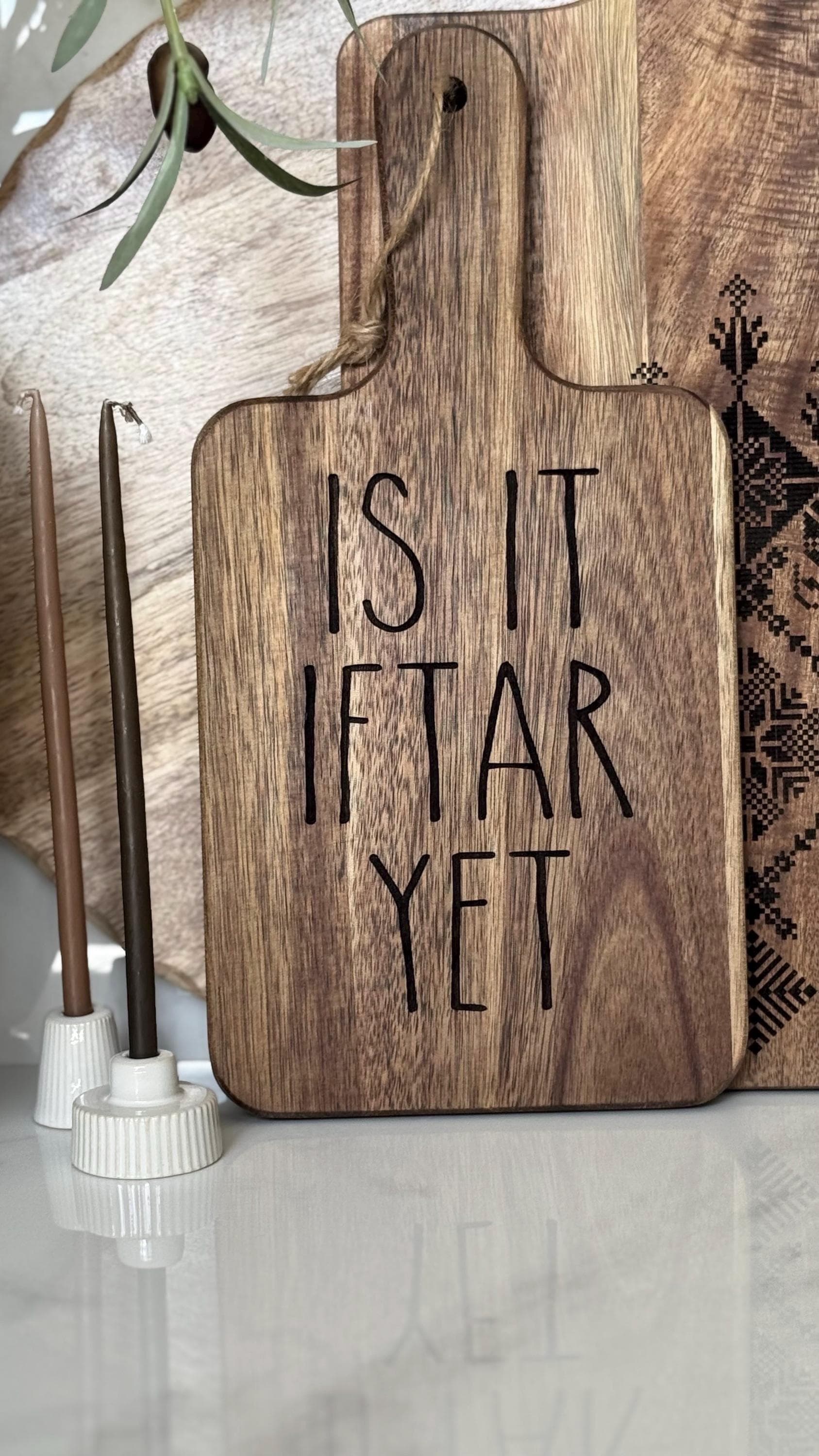 Is it Iftar Yet? Engraved Acacia Wood Medium Board: Ramadan Decor Kitchen Decor - image 3