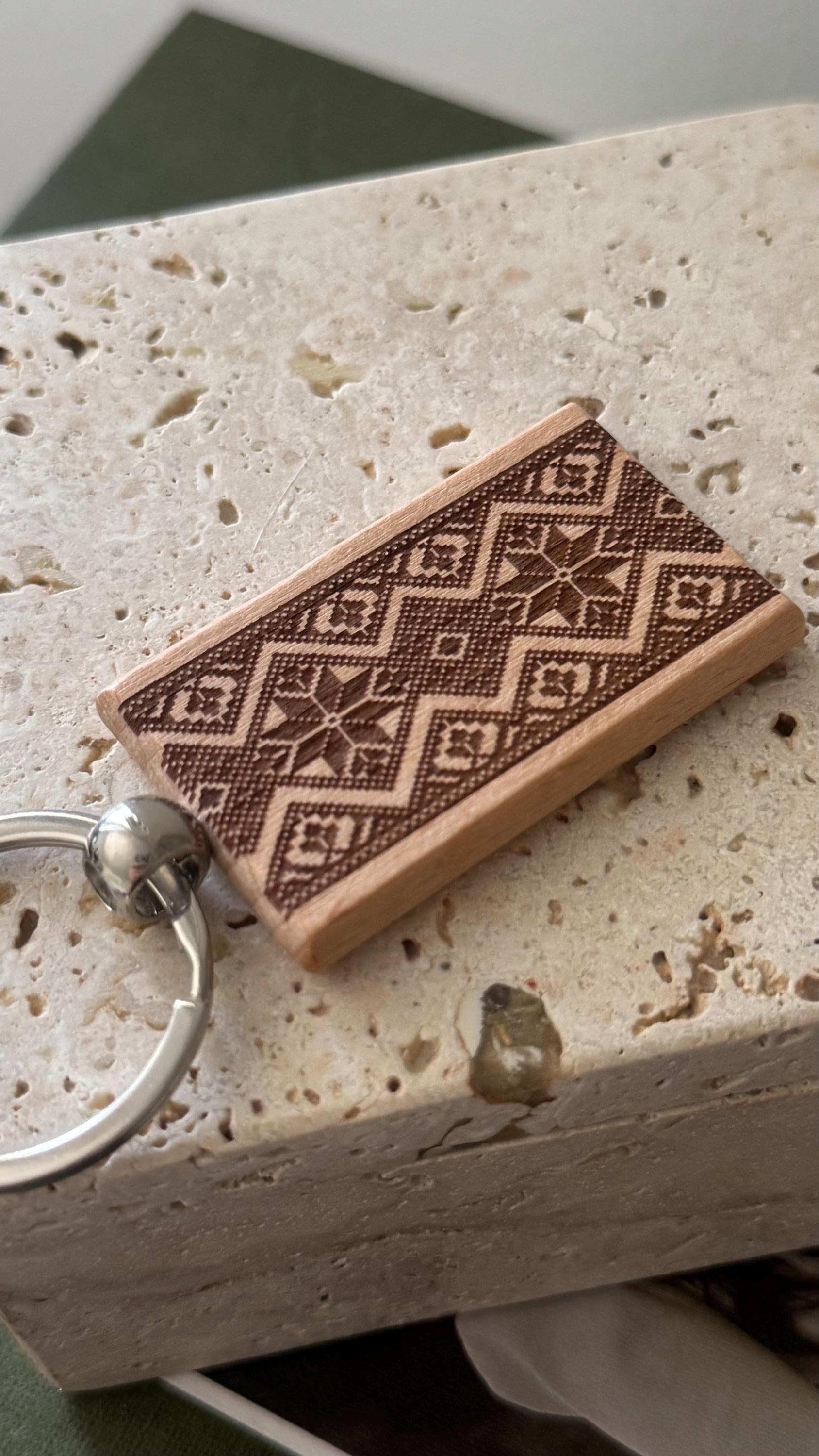 Personalized Tatreez Wooden Keychain | Custom Name, Palestinian Embroidery Inspired - image 3
