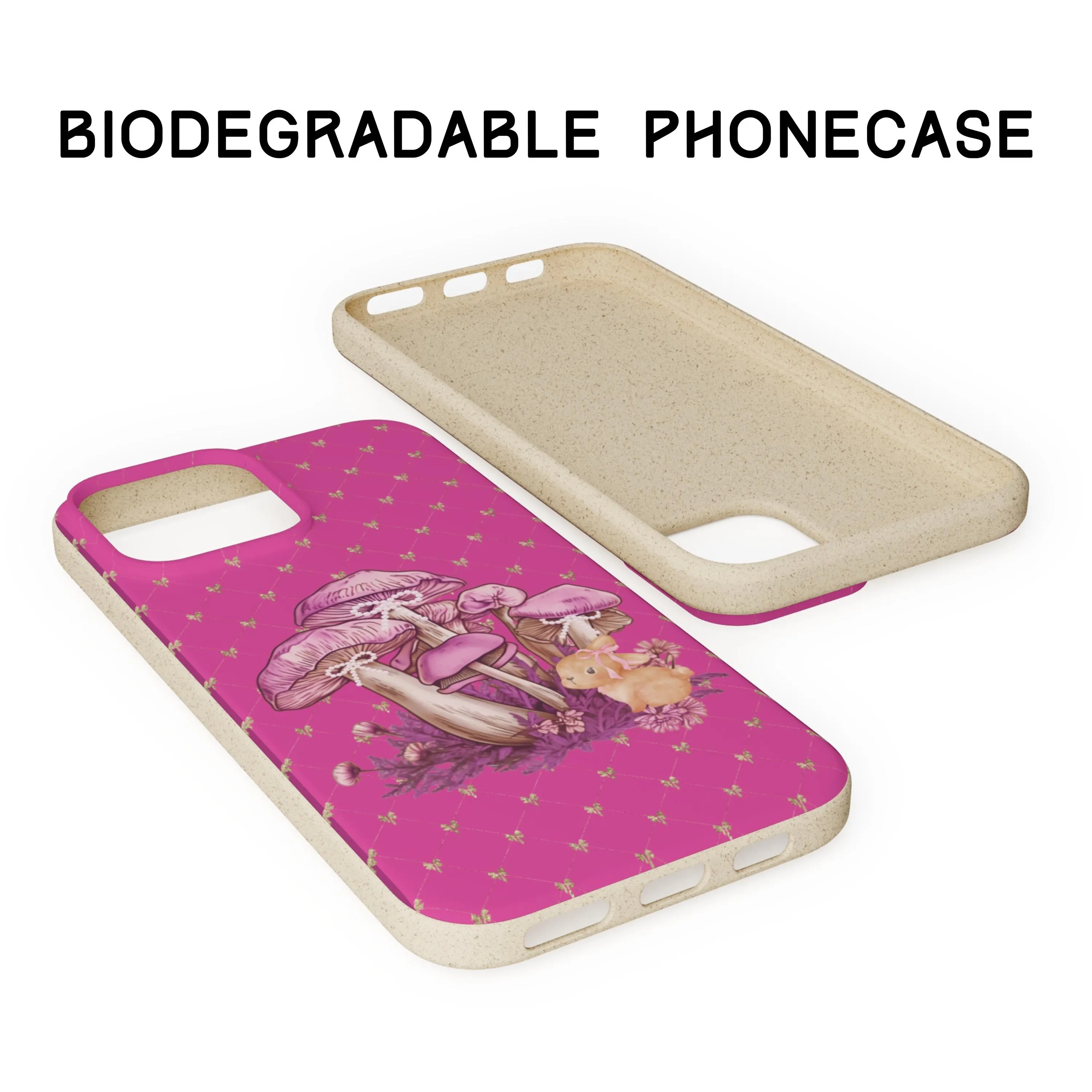 Pink Coquette Cottagecore Mushroom Tough Phonecase, Bunny Feminine Biodegradable Case, Eco-Friendly Cover, Sustainable Phone Protector - image 4