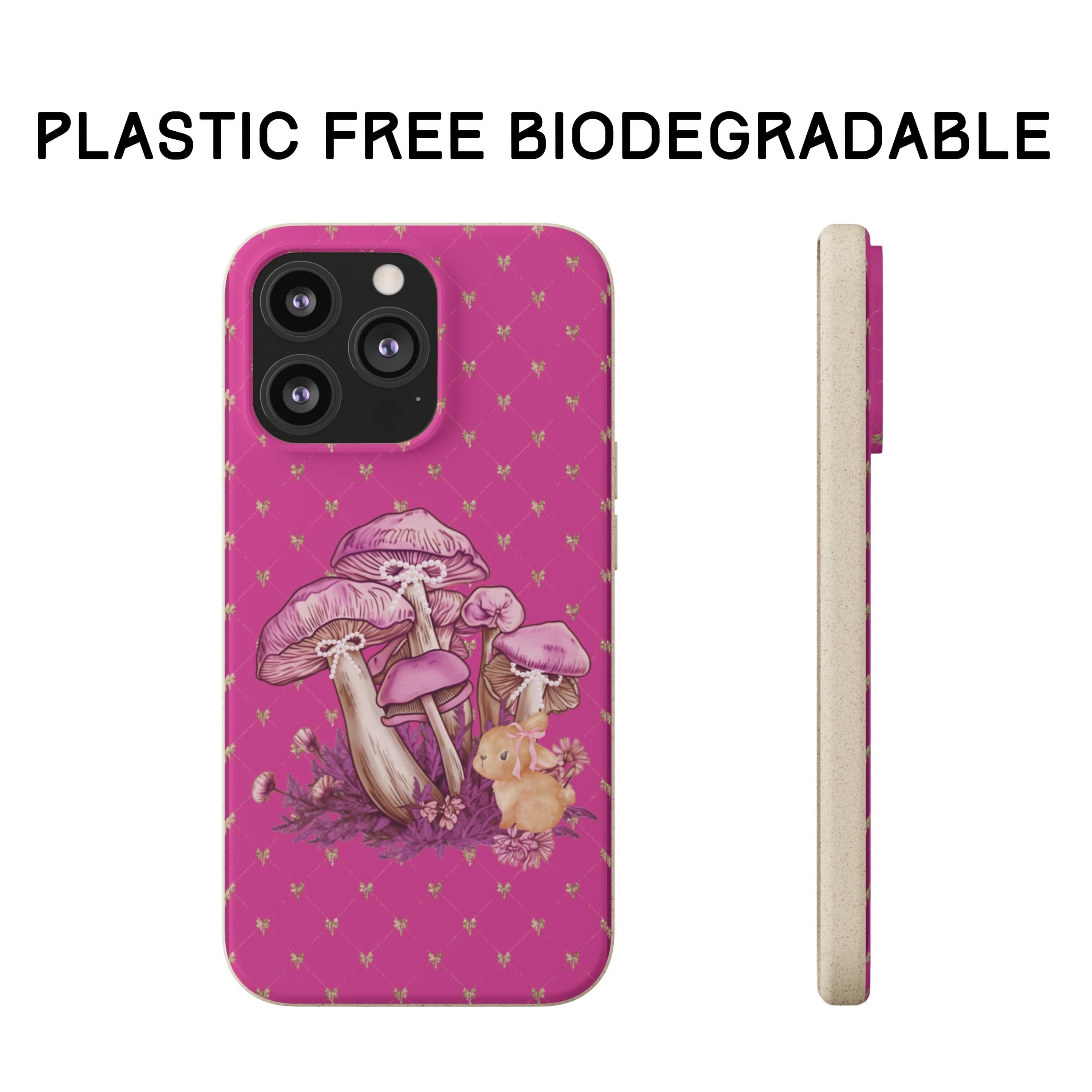 Pink Coquette Cottagecore Mushroom Tough Phonecase, Bunny Feminine Biodegradable Case, Eco-Friendly Cover, Sustainable Phone Protector - image 5
