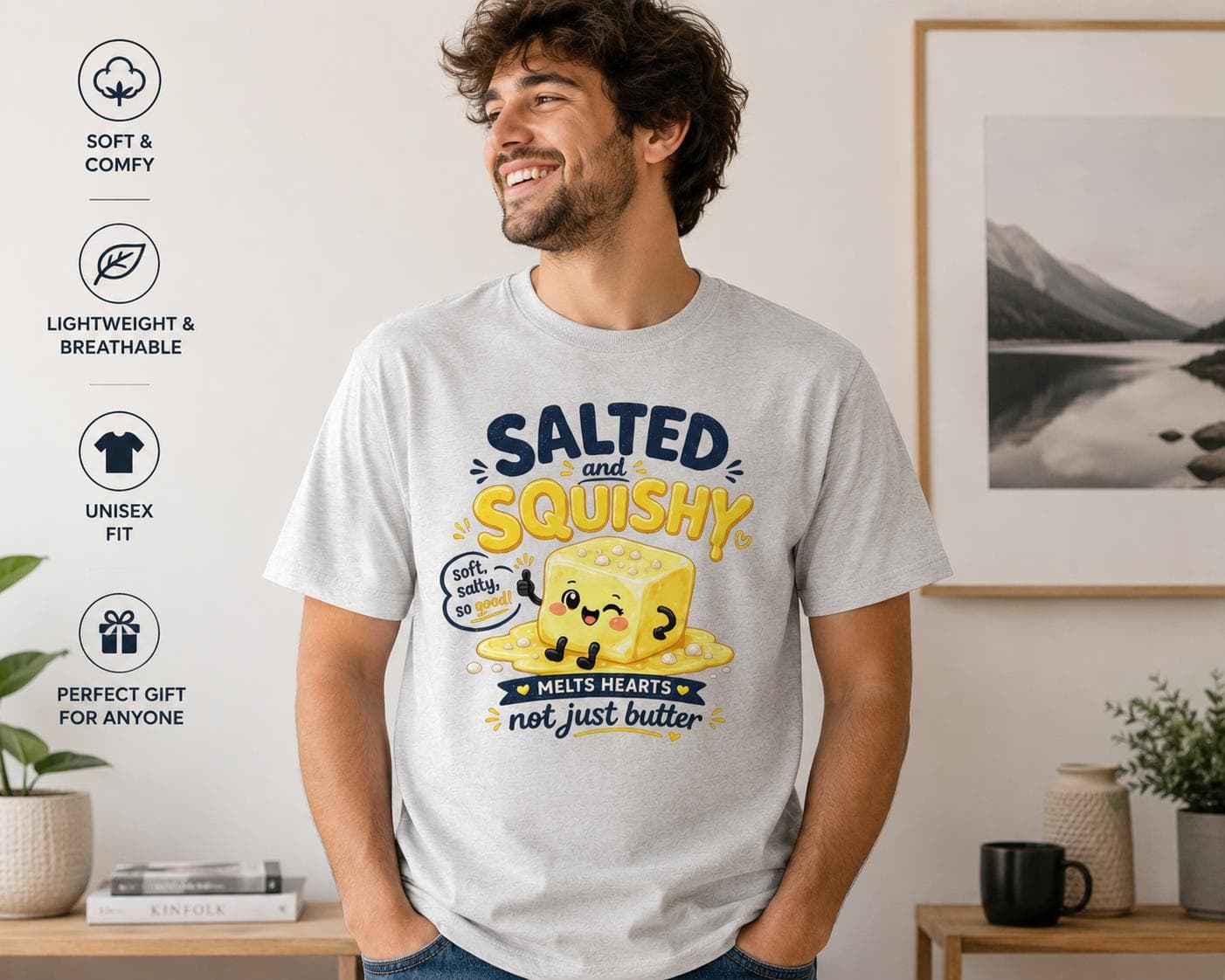 Butter T-Shirt, Salted and Squishy T Shirt, Cute Butter Graphic Tee, Funny Food Pun Shirt - image 4
