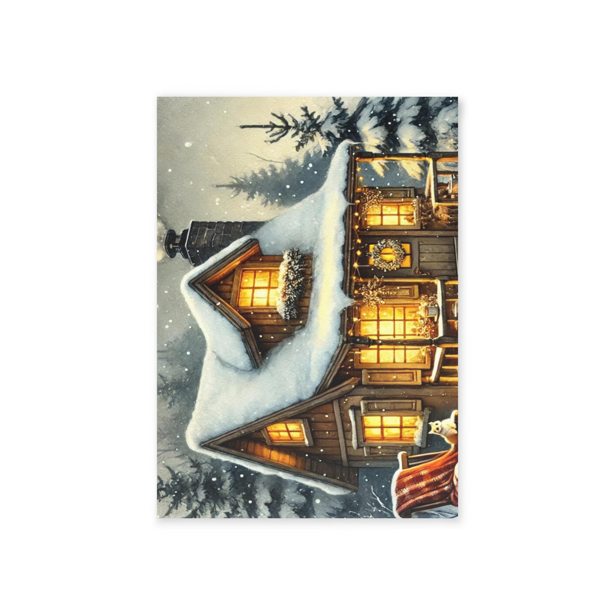 Cozy Snowy Cabin Holiday Cards One-Sided Print Postcard - image 4