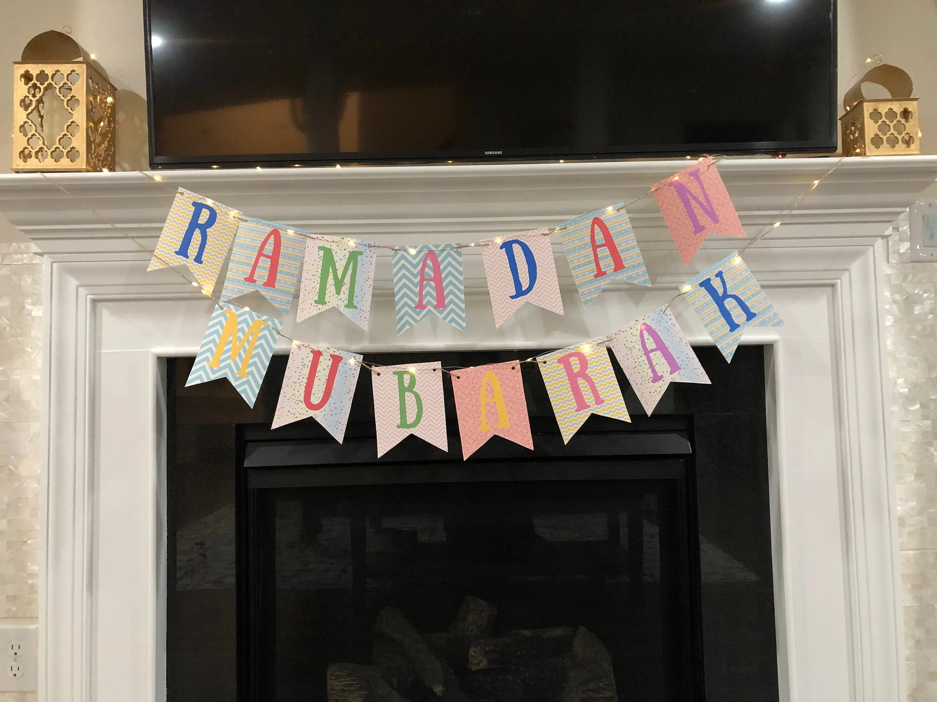 Ramadan Mubarak banner printable,Ramadan Mubarak sign,Ramadan Kareem banner,Ramadan decor