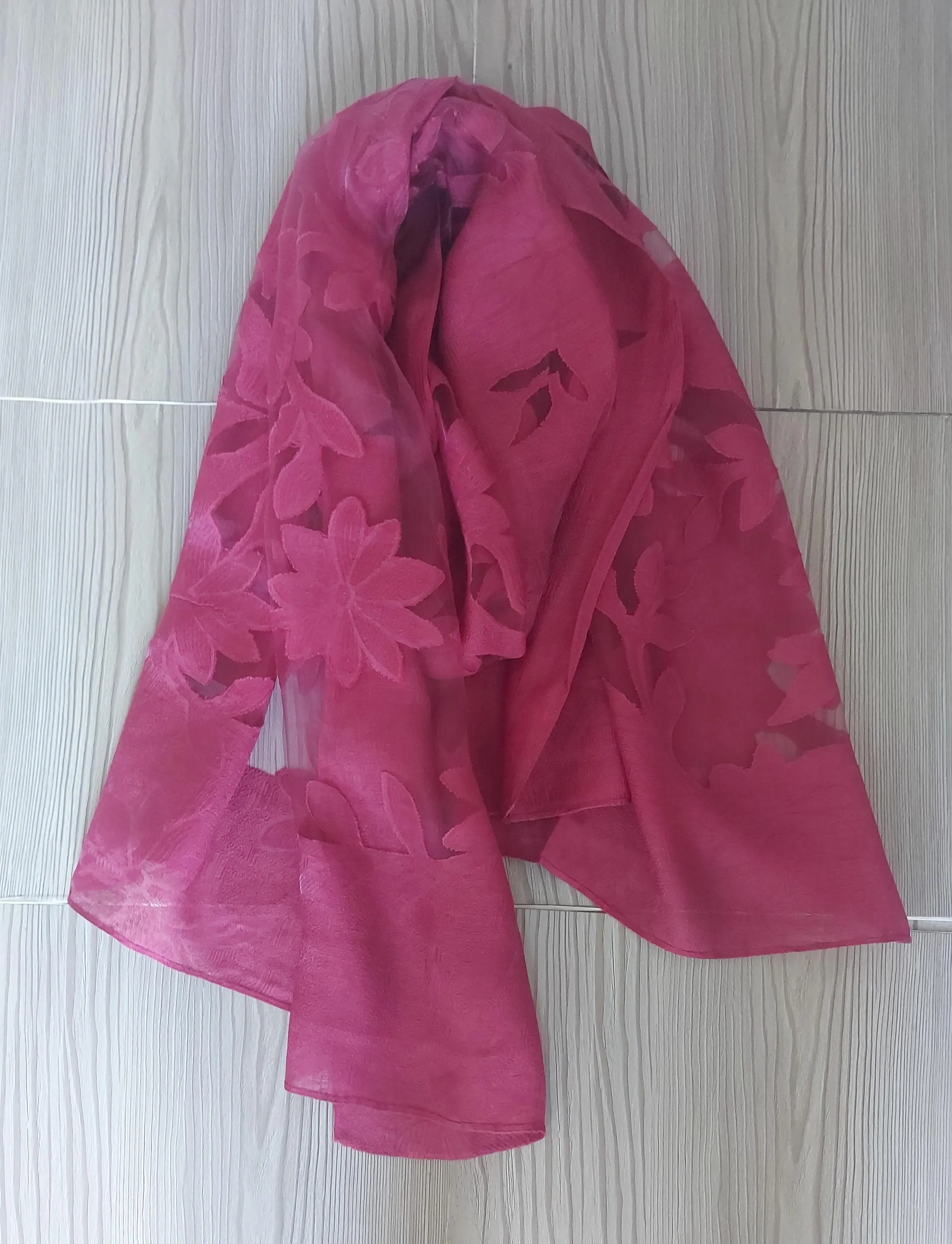 Burgundy Floral Large Shrug/Cape,Wedding-Prom Party Silky Large Wrap, Engagement-Bridesmaid Modern Scarf, Bridal Light Long Wide Cover-Up - image 5