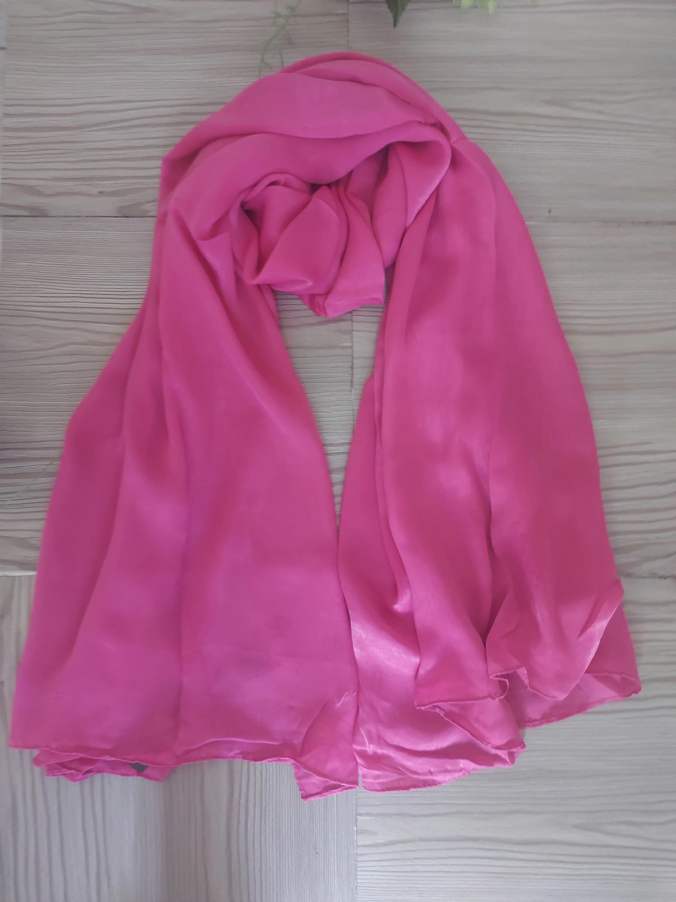 Natural Fuchsia Shiny Lightweight Stole – Wedding, Prom & Party Shrug, Plain Hijab, Bridesmaids Shoulder Wrap Scarf,Bright Dressy Pink Shawl - image 3