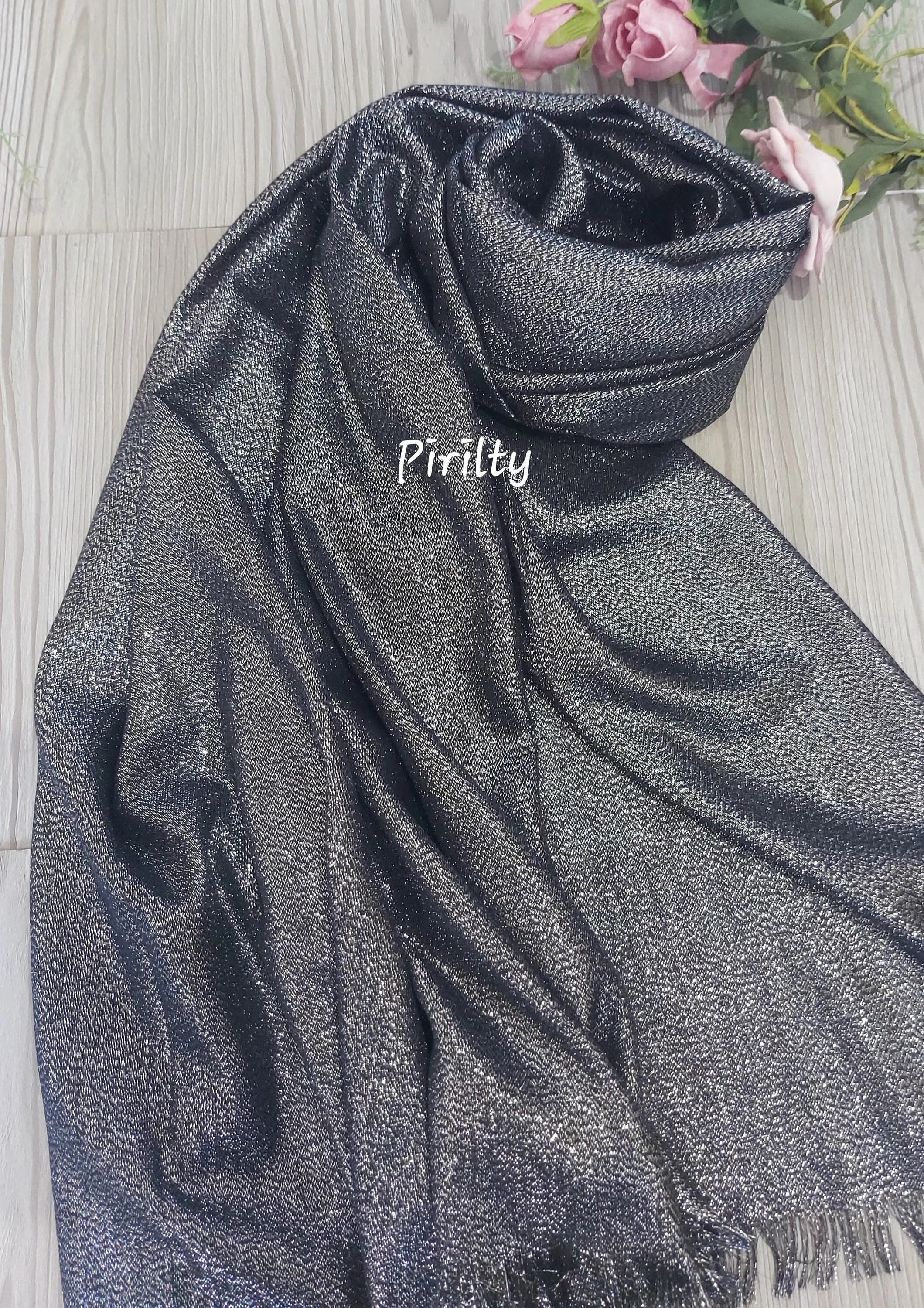 Black Shimmer Shrug,Wedding Party Cape,Sable Bridal Lurex Thread Shawl,Fringe Trim Hijab,Bridesmaid Shoulder Wrap,Soft Large Scarf,Dark Mesh