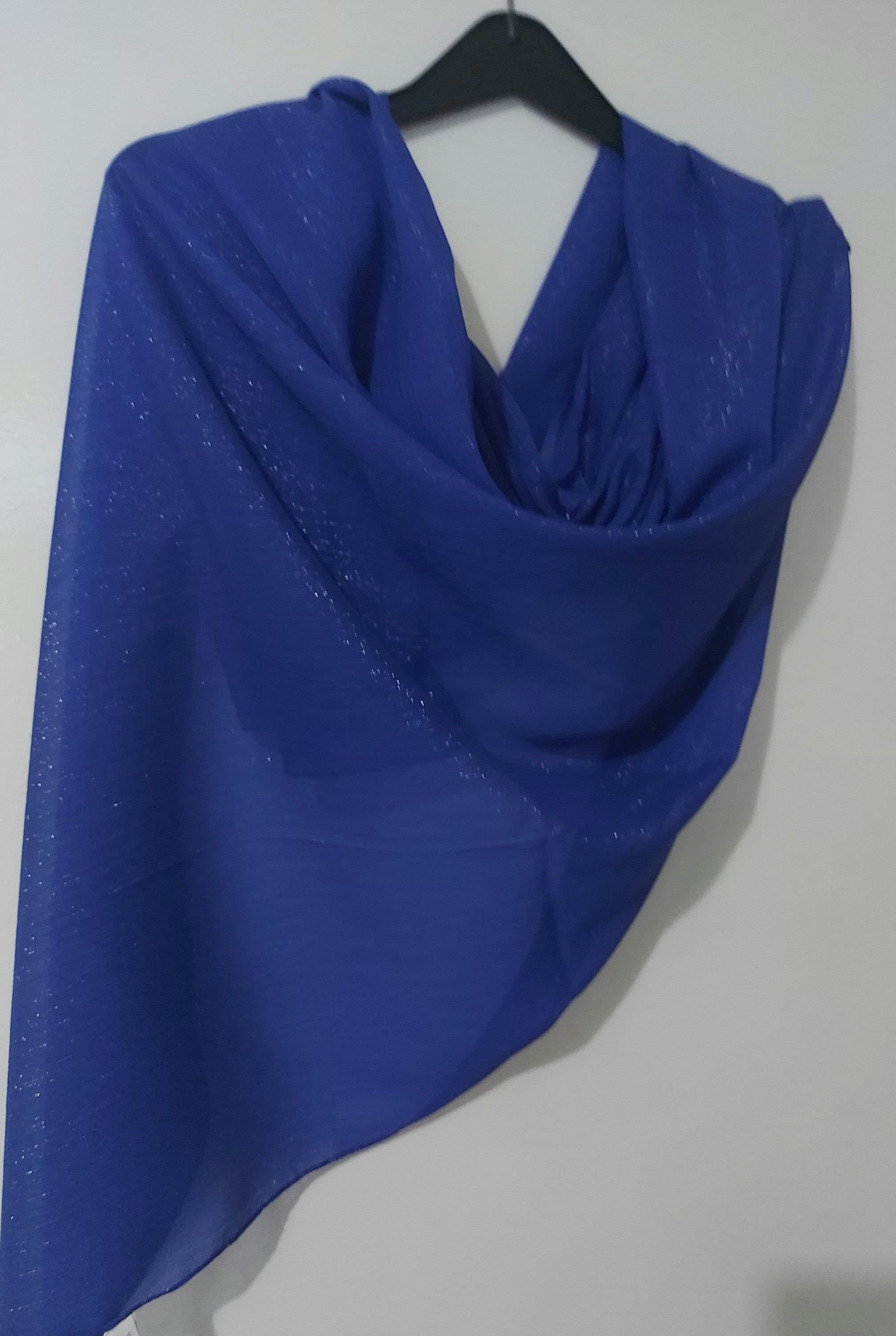 Royal Blue WEDDING Cape,EVENING-Dinner PARTY Bridal Gilitter Shimmer Large Shrug,Graduation Cape ,Bridesmaid Wrap,Women Silky Tulle Shawl - image 2