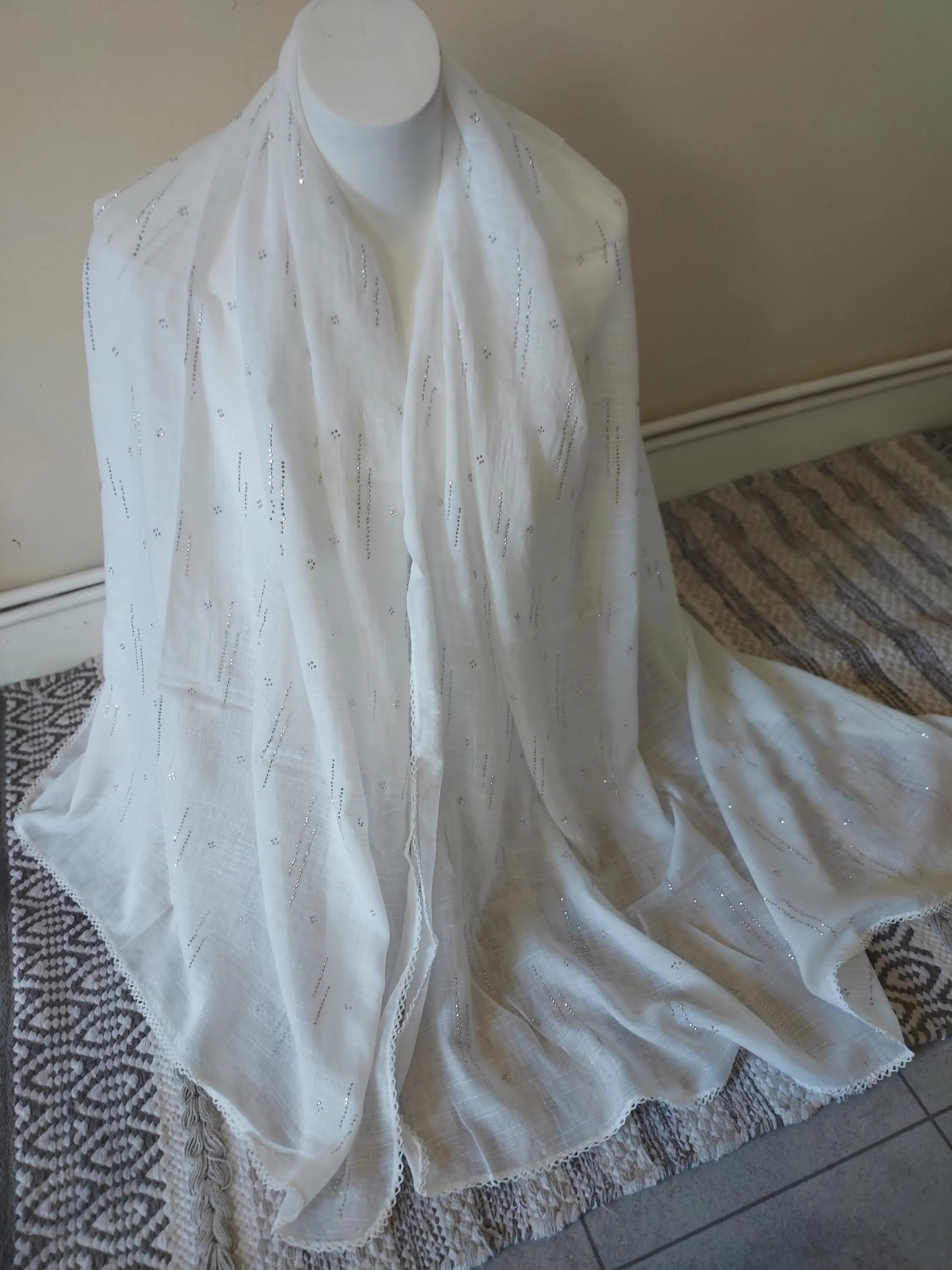 White Silver Faux Crystal Sparkle WEDDING Stole,Imitation Diamond Evening Shawl,Bridesmaid Wrap,Metallc Dressy Shrug,Prom-Graduation Coverup - image 3