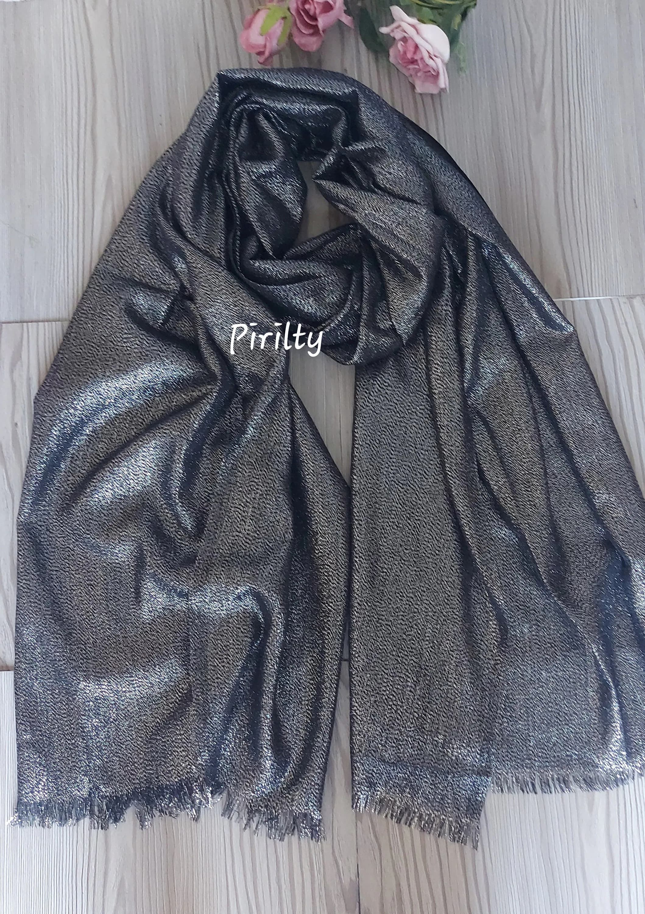 Wedding-Prom Black Shimmer Cape-Shrug, Bridal Lurex Shawl Fringe Hijab, Bridesmaid Shoulder Wrap Soft Large Dark Mesh Scarf Elegant Wrap - image 3