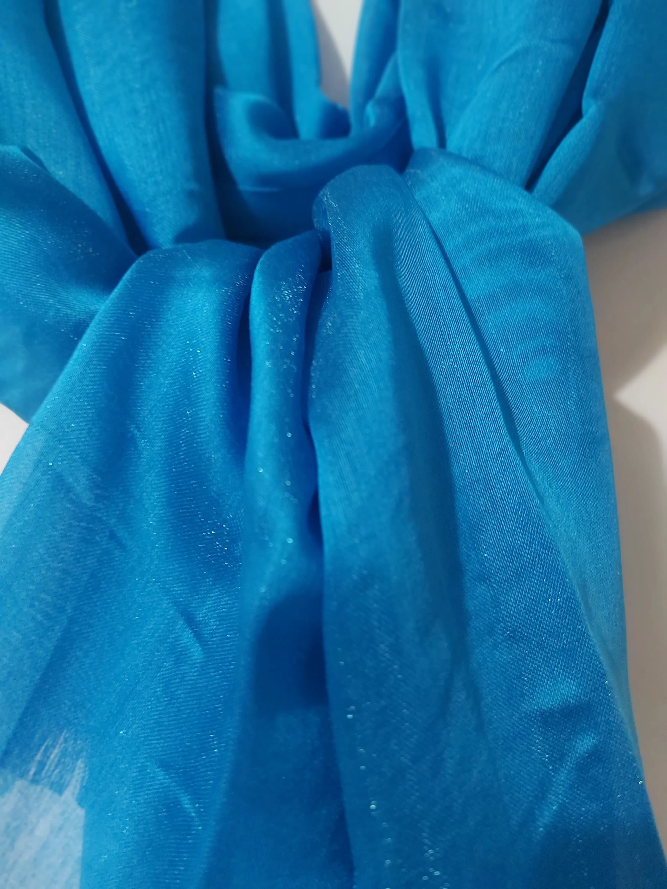 Turquoise Blue WEDDING-Party Bright Stole,Evening-Prom-Party Bridal Shimmer Large Shrug,Graduation Cape,Bridesmaids Wrap,Women Soft Shawl - image 5