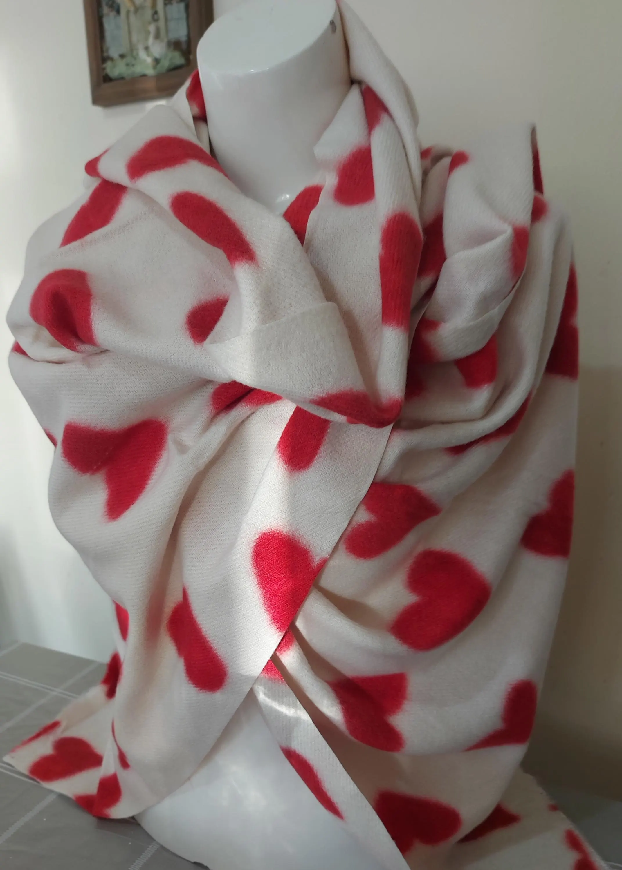 Romantic Red Heart Print Soft Scarf ,Love Shape Shawl,Valentine's Day Gift, Fashion Accessories,Perfect Gift for Her,Cosy Winter Shrug - image 5