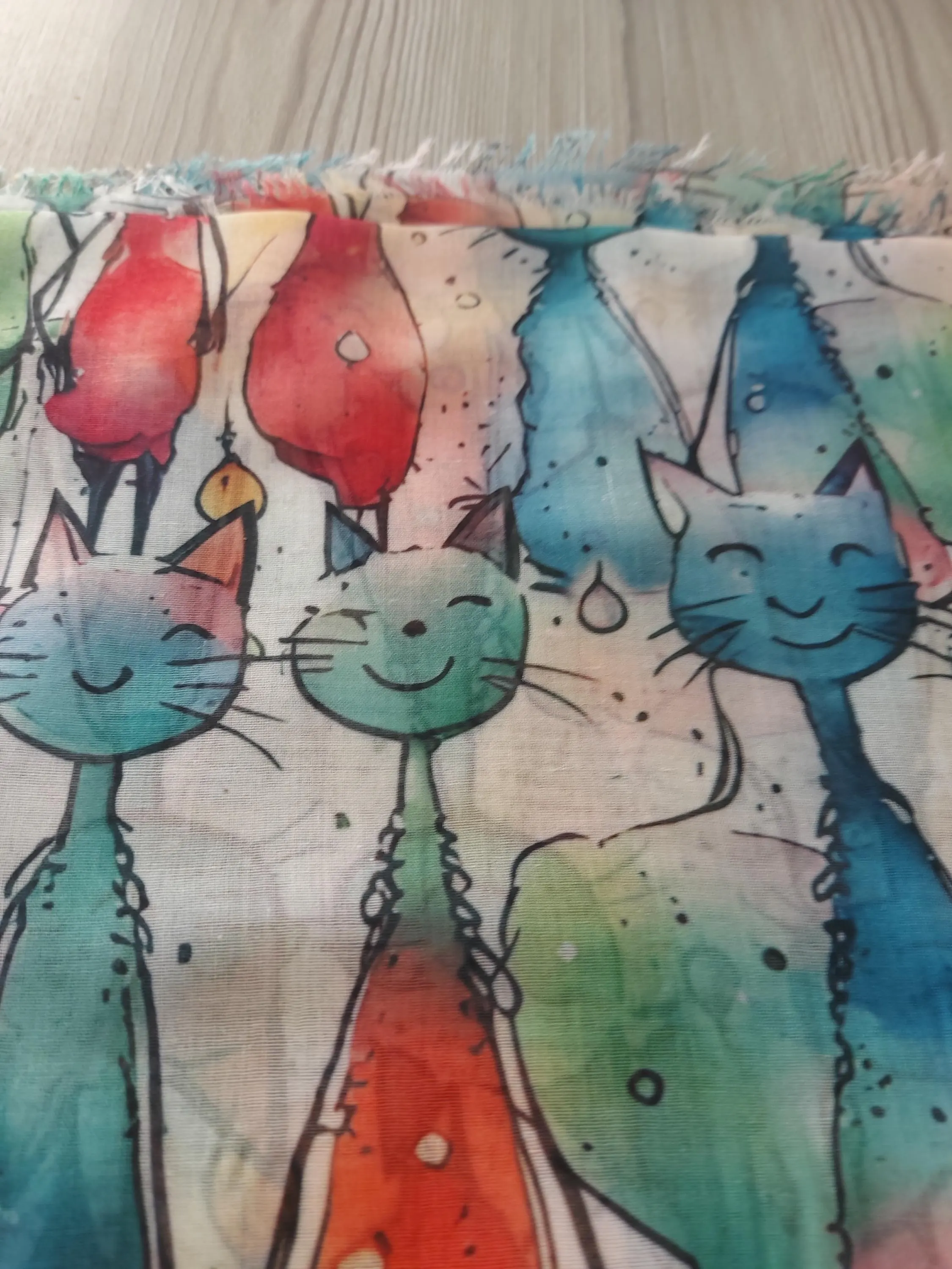 Soft Cute Cat Print %50 Cotton Scarf,Sensitive Skin Neckerchief, Cozy Animal Lovers Accessory, Unique Cat Lover Gift, Women Fashion Wrap - image 3