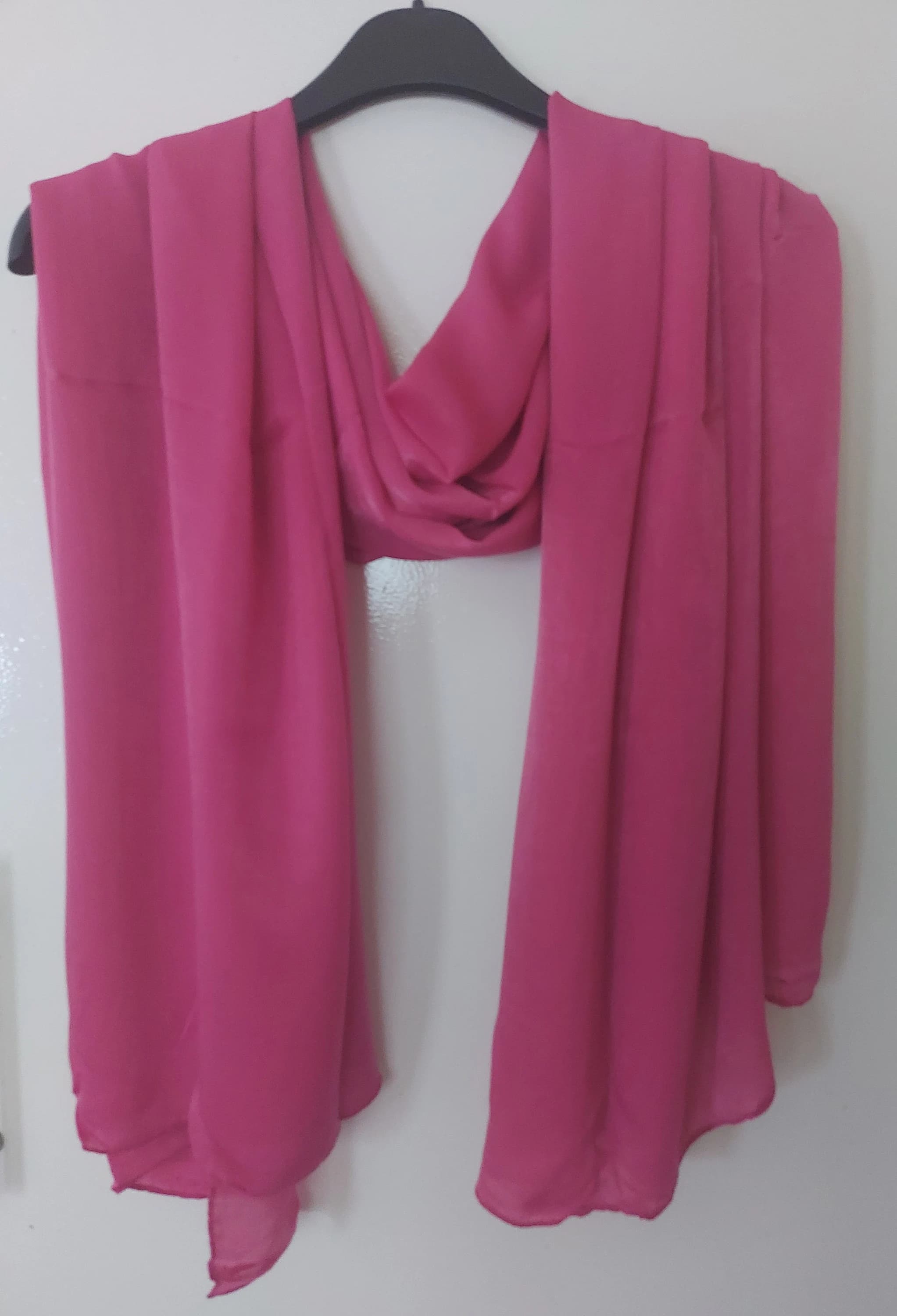 Natural Fuchsia Shiny Lightweight Stole – Wedding, Prom & Party Shrug, Plain Hijab, Bridesmaids Shoulder Wrap Scarf,Bright Dressy Pink Shawl - image 2