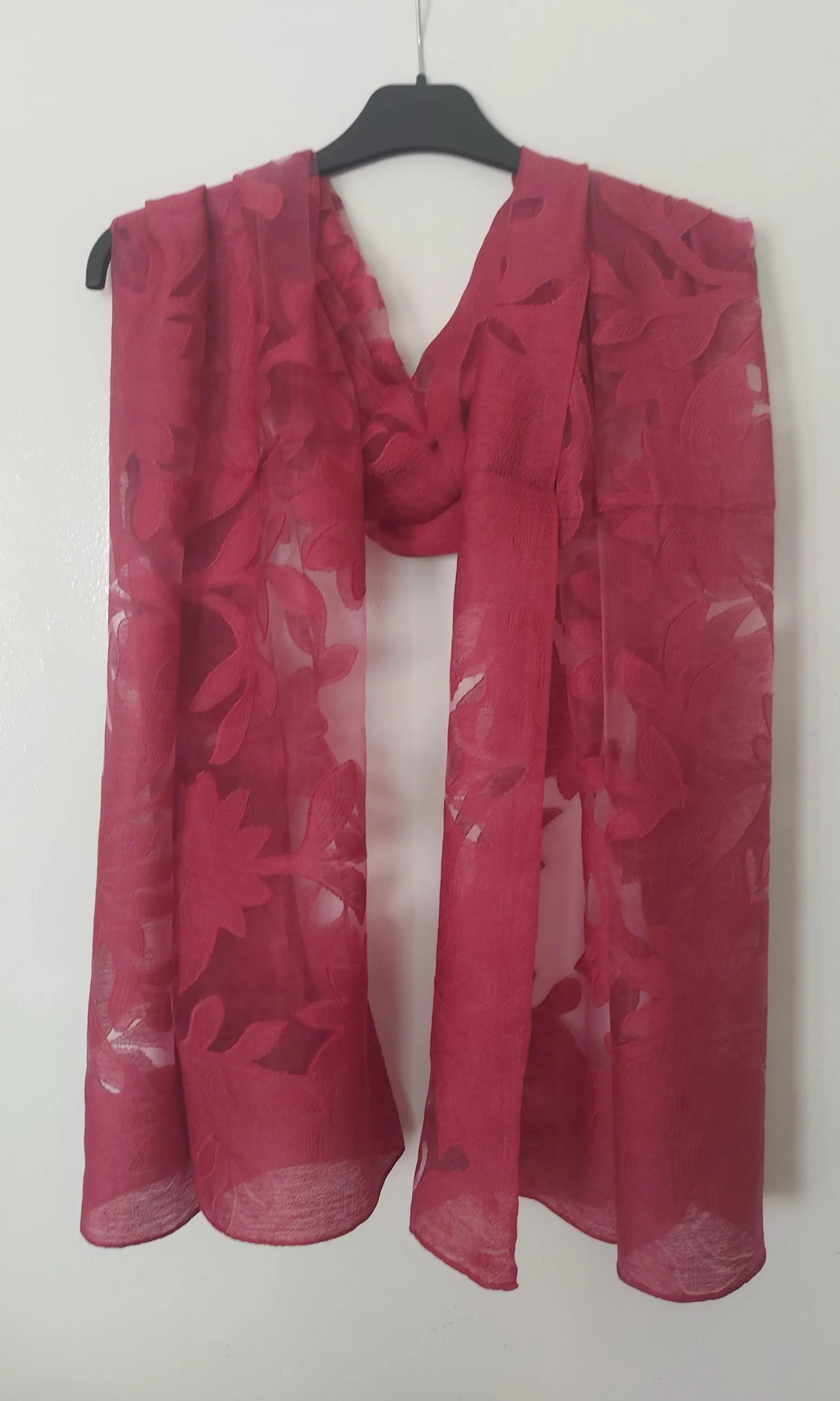 Burgundy Floral Large Shrug/Cape,Wedding-Prom Party Silky Large Wrap, Engagement-Bridesmaid Modern Scarf, Bridal Light Long Wide Cover-Up
