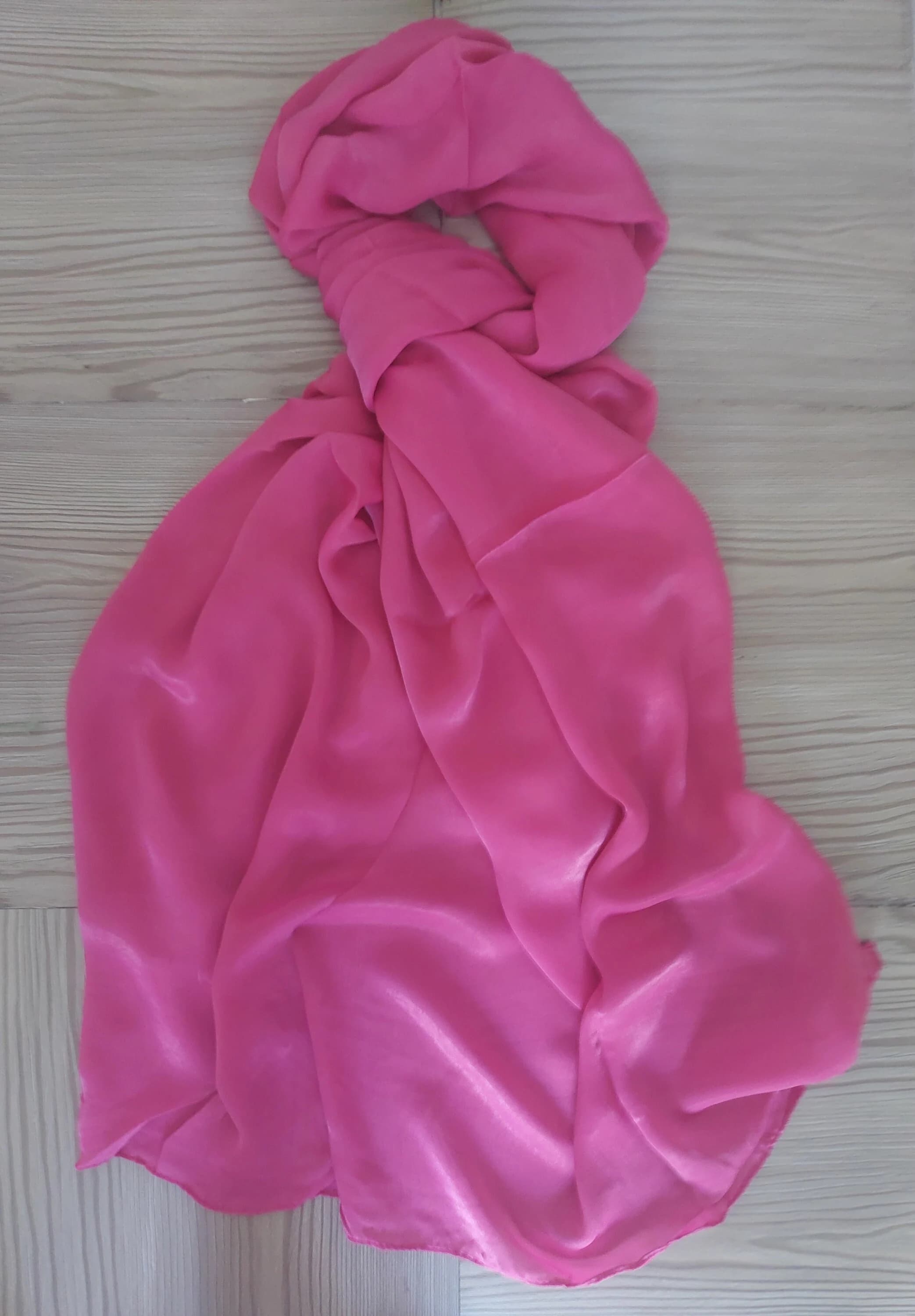 Natural Fuchsia Shiny Lightweight Stole – Wedding, Prom & Party Shrug, Plain Hijab, Bridesmaids Shoulder Wrap Scarf,Bright Dressy Pink Shawl