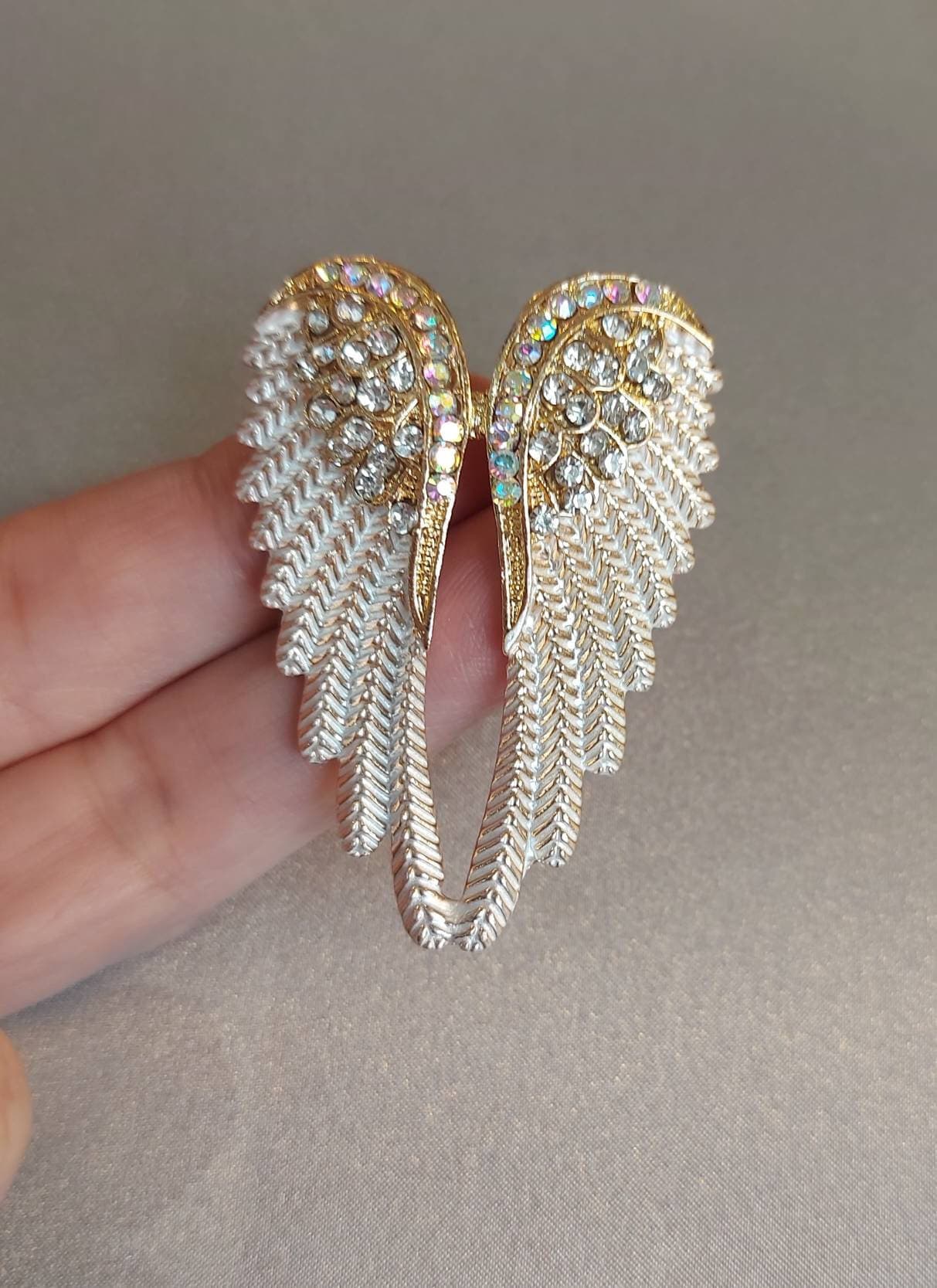 Angel WINGS Faux Diamante Pin,Birthday Present,Gold Silver Crystal Breastpin,Chic Rhinestone Fancy Brooch,Sparkly Gift-Pendant,Gift for Her - image 3