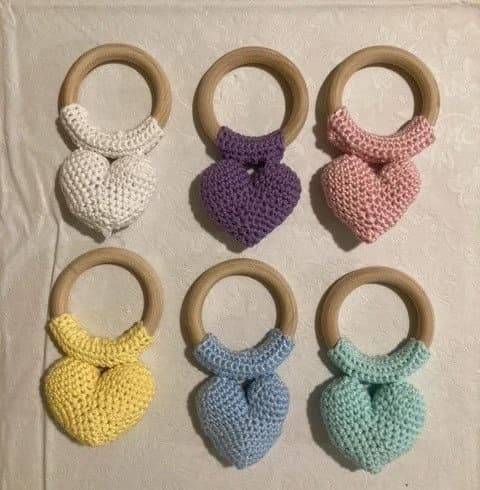 Crocheted Heart Rattles