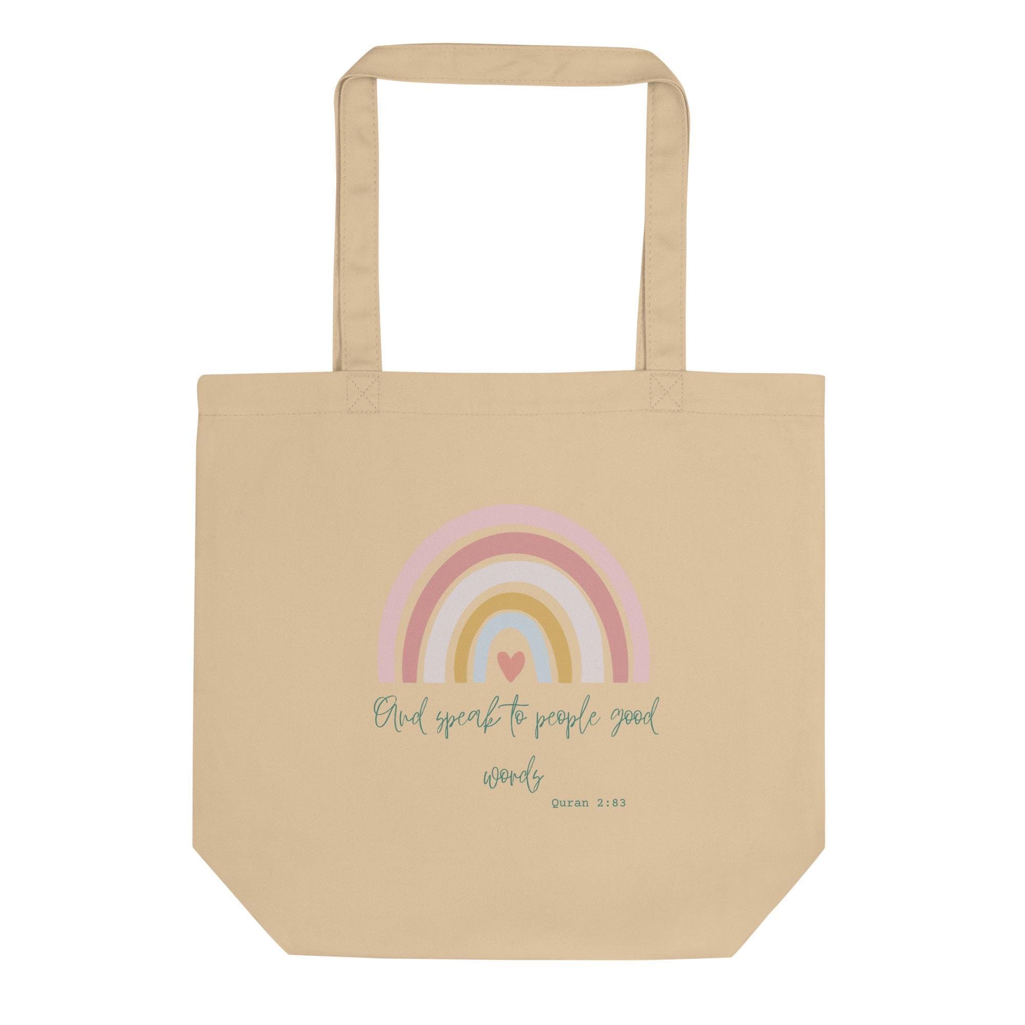 Natural Tote Bag, Islamic quote tote bag,Muslim quote bag, Madina tote bag, Quran tote bag, Madarsa bag, Speak to people good words tote bag