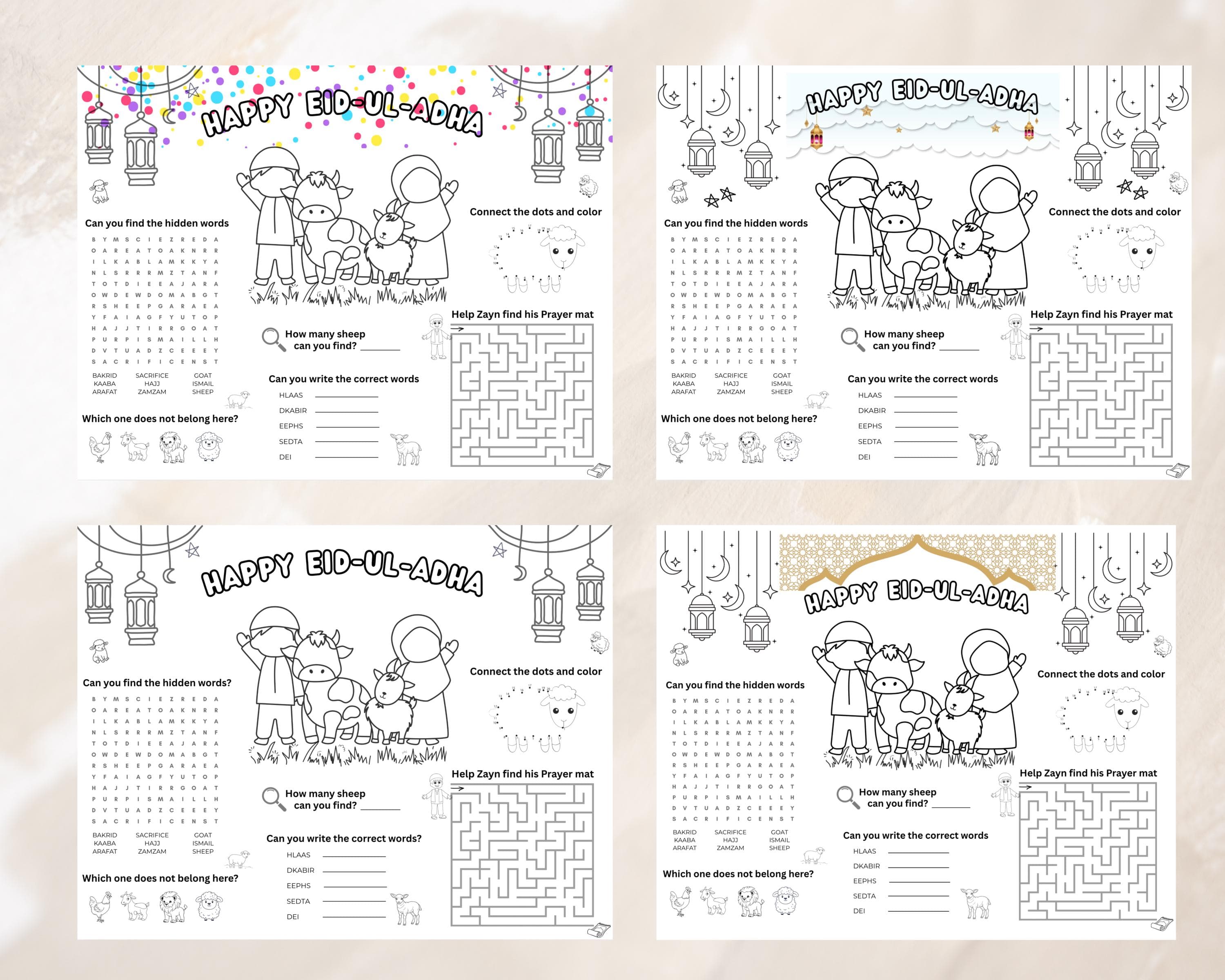 Eid ul Adha Table Placement Activities for kids,Bakrid Activities for kids,Eid ul adha activities for kids - image 4