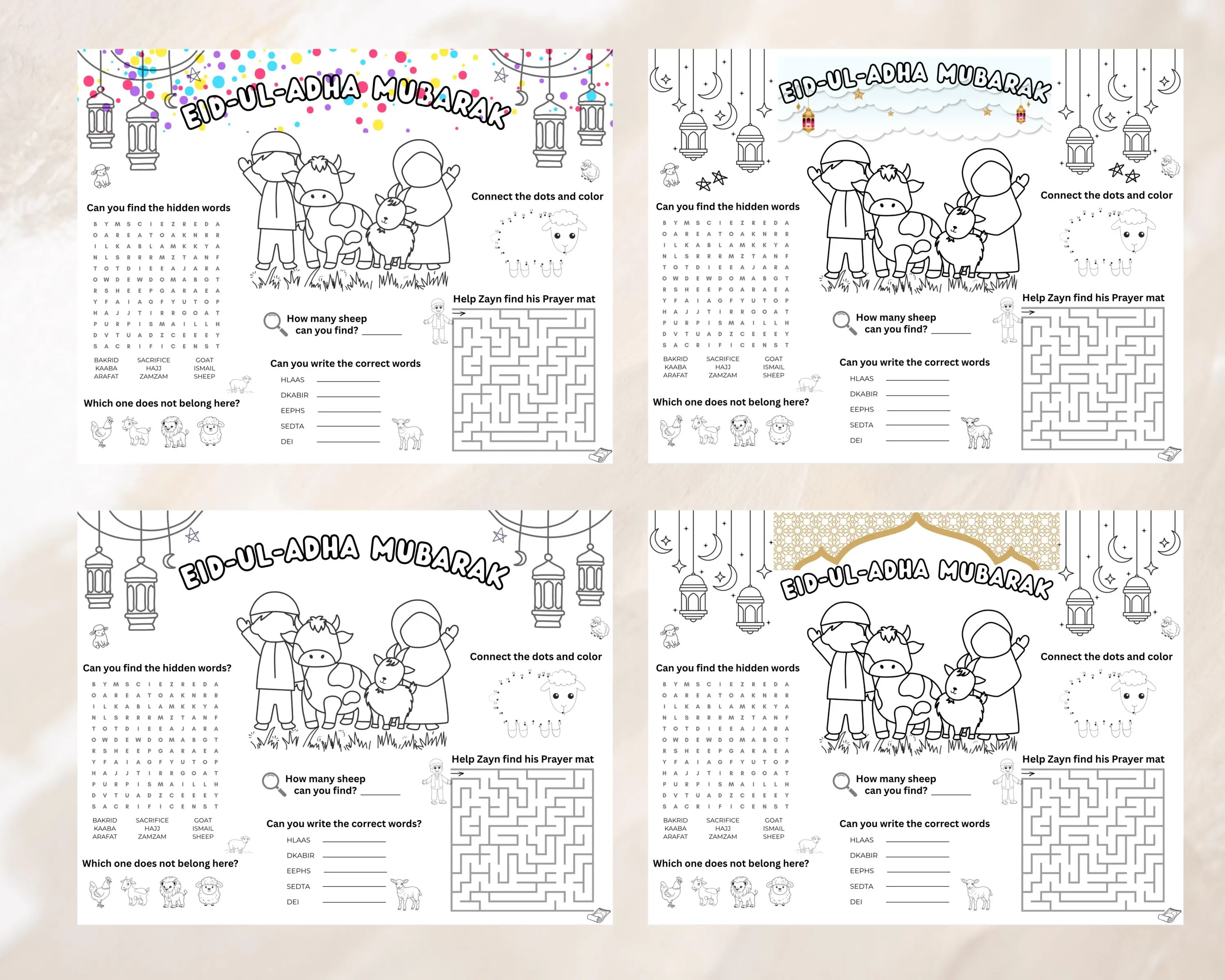 Eid ul Adha Table Placement Activities for kids,Bakrid Activities for kids,Eid ul adha activities for kids - image 3
