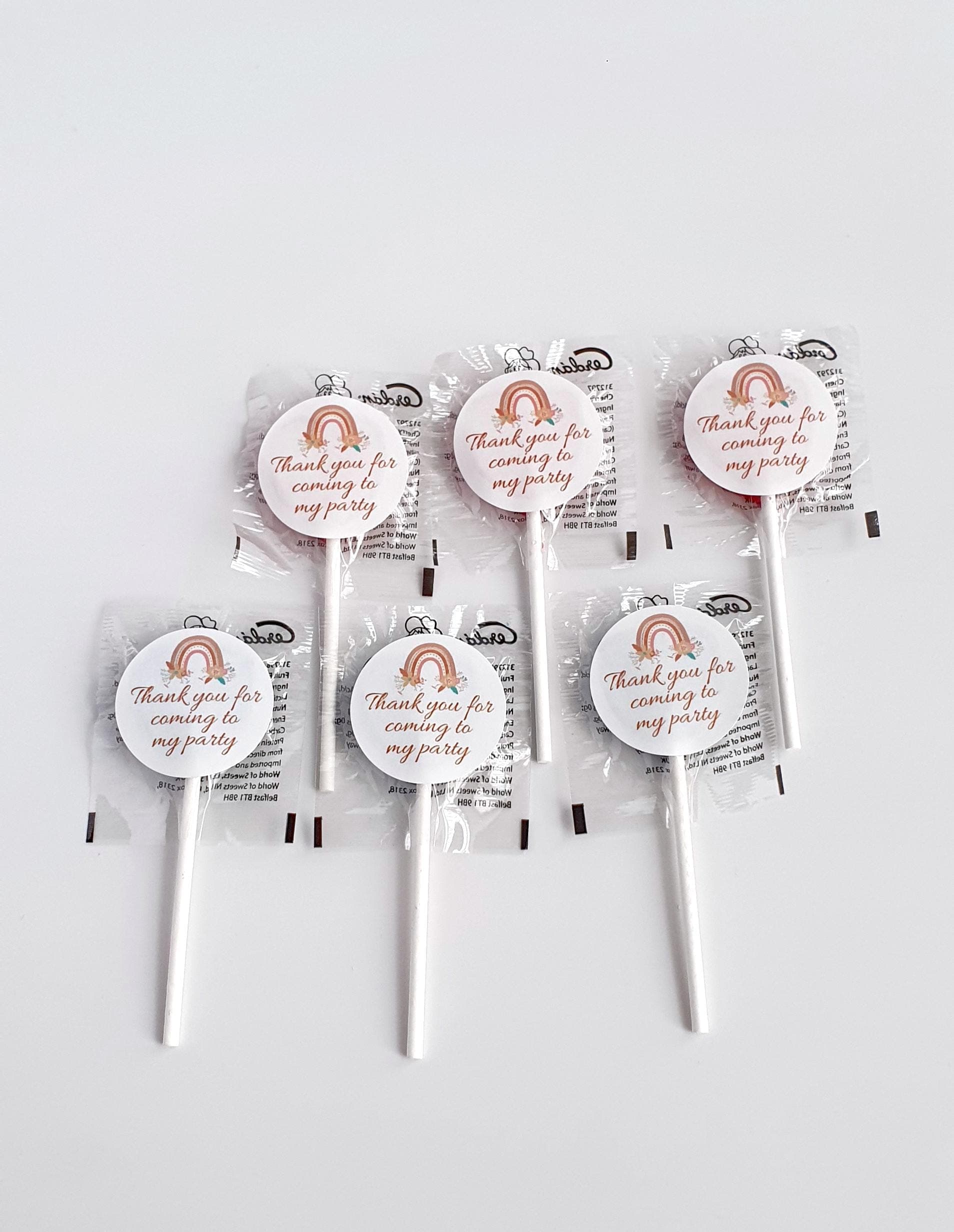 Personalised Lollies/Lollipops | Vegan Lollipops | Brown Themed Sticker | Wedding Favours | Baby Shower | Birthday Party Favours | Sweets