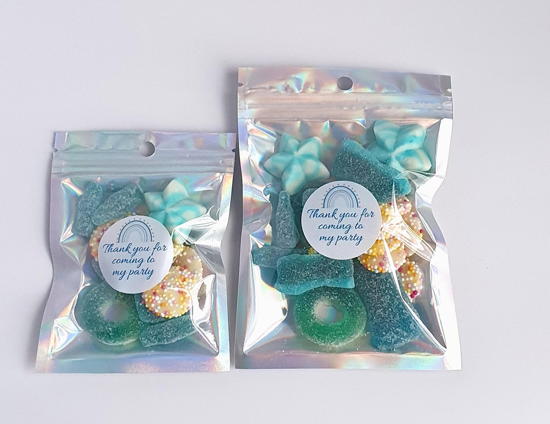 Personalised Pre-Filled Blue Sweet Pouch | Halal Sweets | Baby Shower | Bridal Shower | Wedding Favours | Zip Lock Pouch | Thank you Sweets