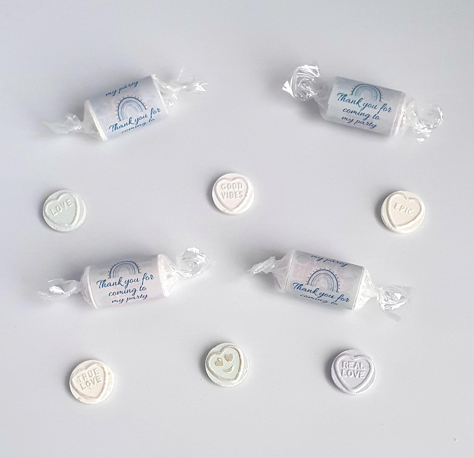 Love Heart Sweets | Personalised sticker | Blue Theme | Wedding | Baby Shower | Birthday Party Favours | Swizzels Love Hearts | Vegan Sweets - image 3