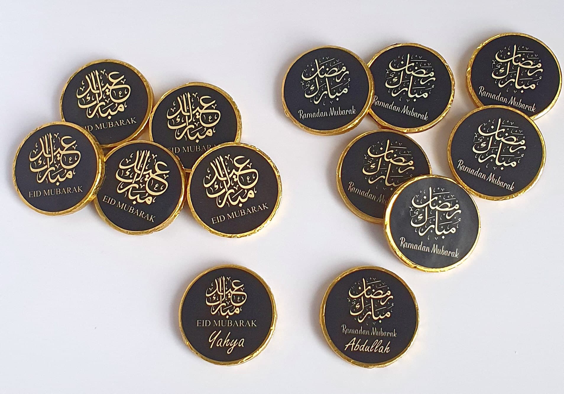 Ramadan Mubarak | Eid Mubarak Chocolate Coins | Ramadan and Eid Celebration | Ramadan and Eid Gifts | Personalised Sticker | Celebration