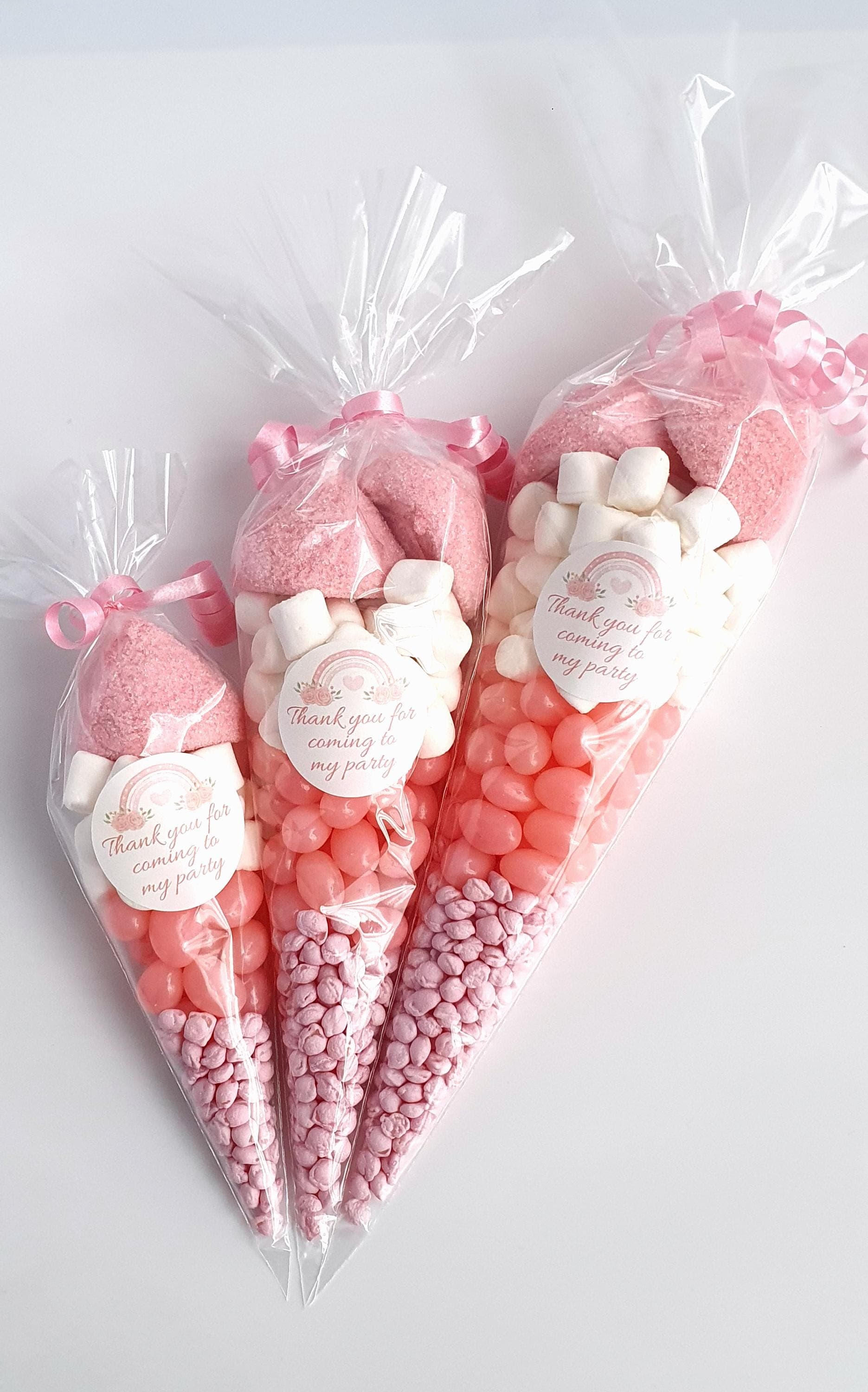 Personalised Pre Filled Halal Pink Sweet Cones | Bridal Shower | Birthday Parties | Baby Shower | Wedding Favours | Party Favours | Sweets