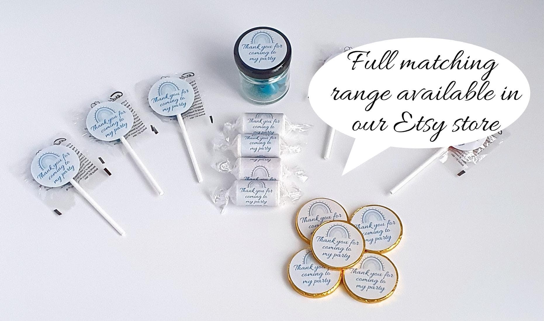 Love Heart Sweets | Personalised sticker | Blue Theme | Wedding | Baby Shower | Birthday Party Favours | Swizzels Love Hearts | Vegan Sweets - image 5