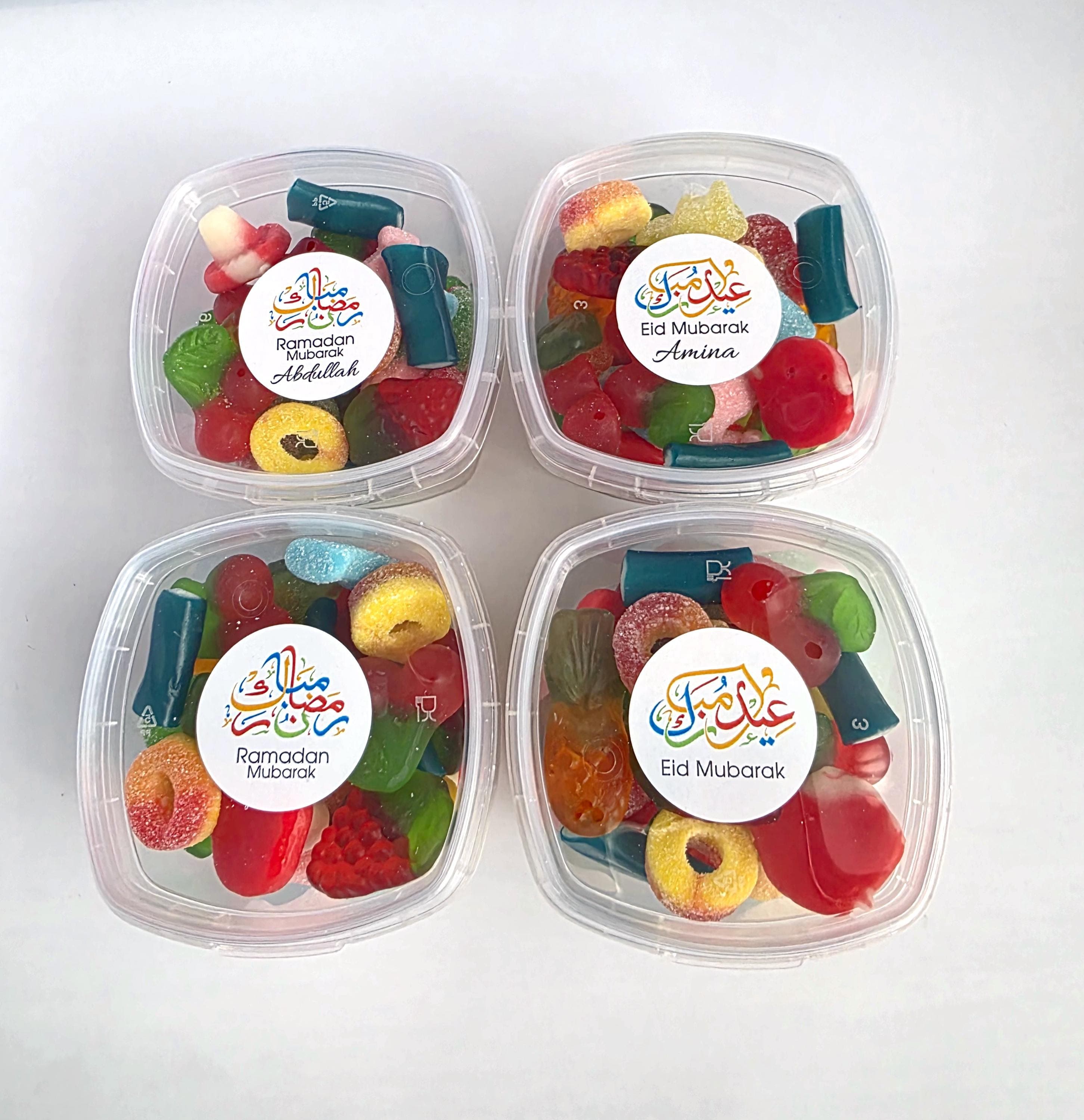 Personalised Ramadan & Eid Mubarak Sweet Tubs | Mixed Halal Sweets Gift | Ramadan Treat Box | Eid Gifts For Kids And Family