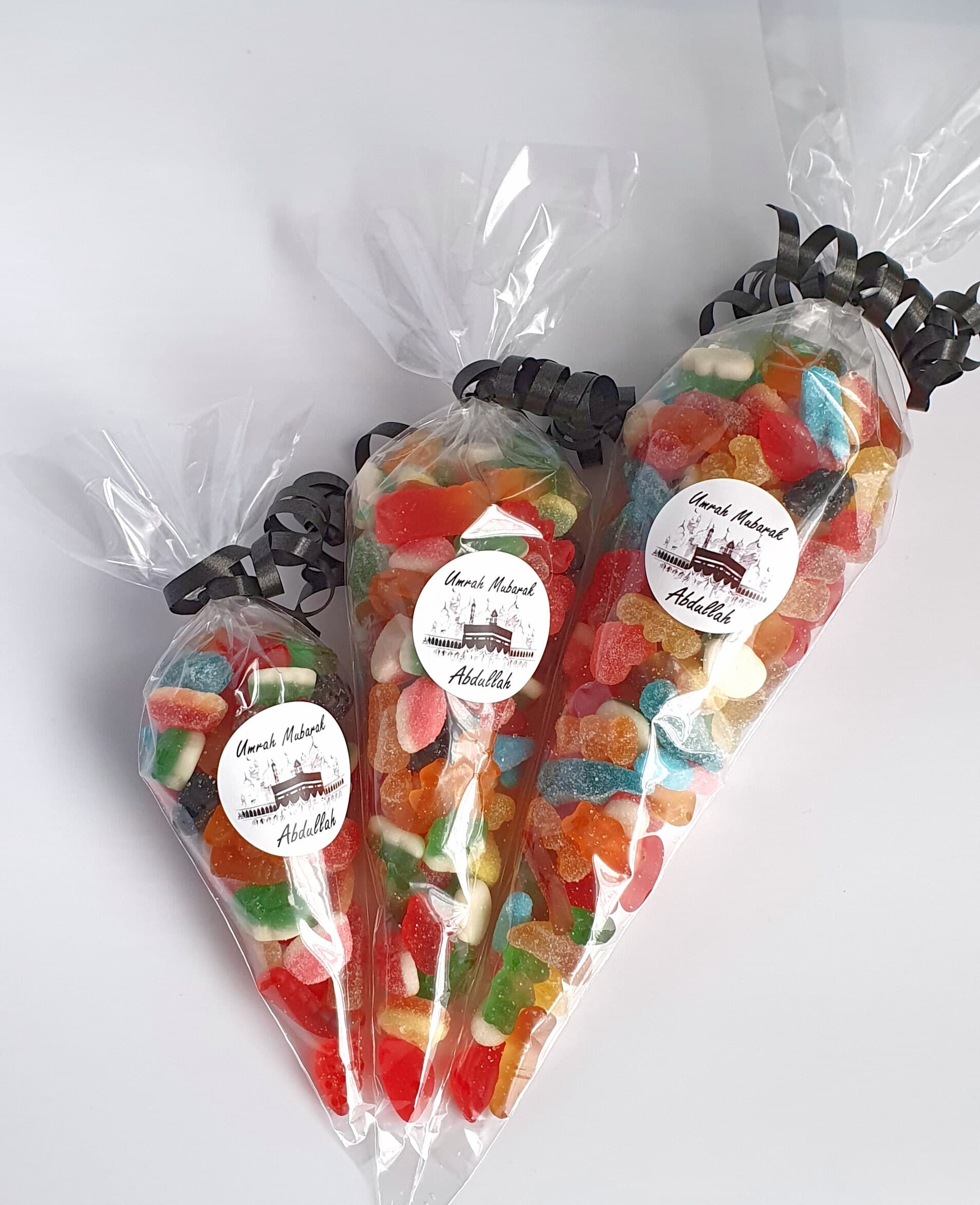 Umrah Mubarak Sweet Cones | Hajj Mubarak | Halal Sweet Cones | Hajj Gift | Umrah gift | Personalised Stickers | Hajj/Umrah Party Favours