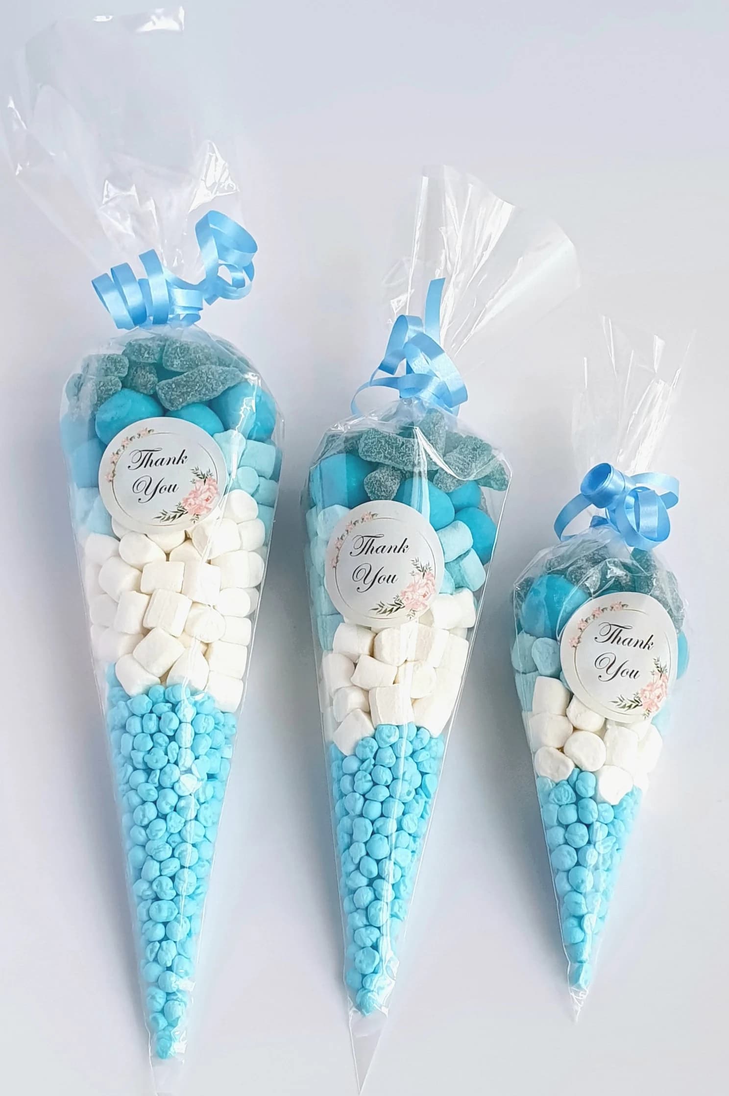 Personalised Pre Filled Halal Blue Sweet Cones | Bridal Shower | Birthday Parties | Baby Shower | Wedding Favours | Party Favours | Sweets - image 3