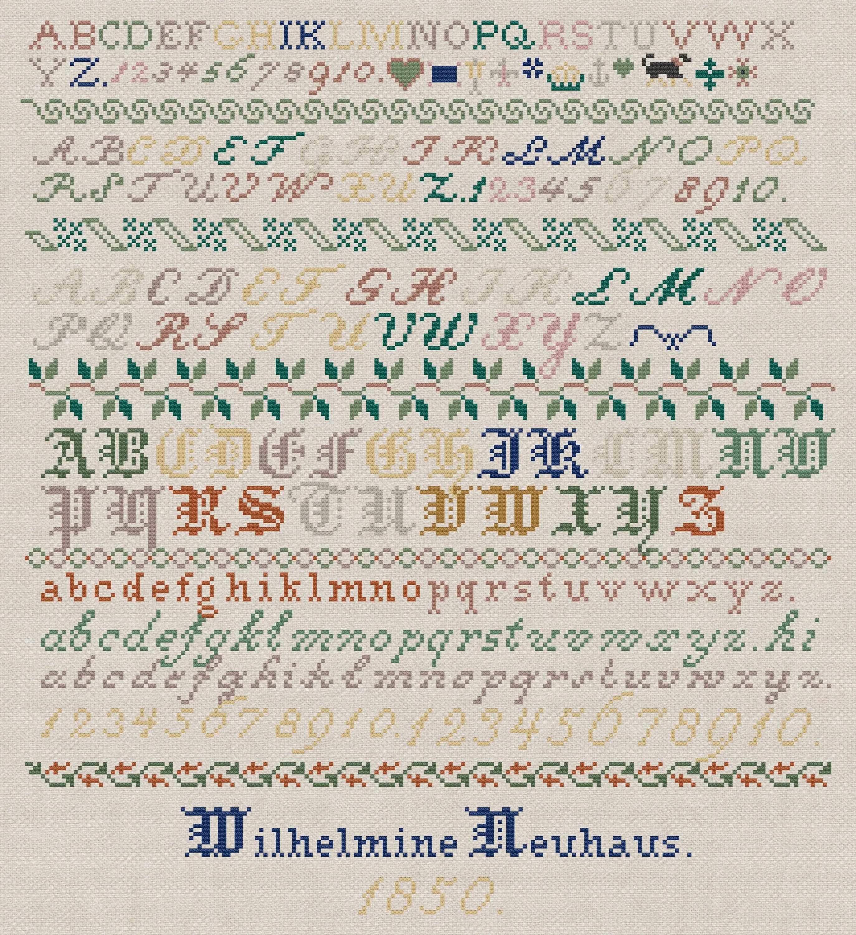 German Sampler 1850 | Counted Cross Stitch Pattern | Antique Sampler | Instant download| PDF| Pattern Keeper| Cross Stitch Saga - image 3