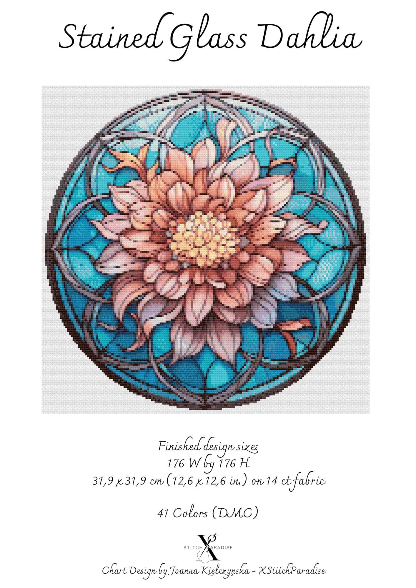 Stained Glass Dahlia | Counted Cross Stitch Pattern | Botanical | Instant download | PDF | Pattern Keeper | Cross Stitch Saga - image 5