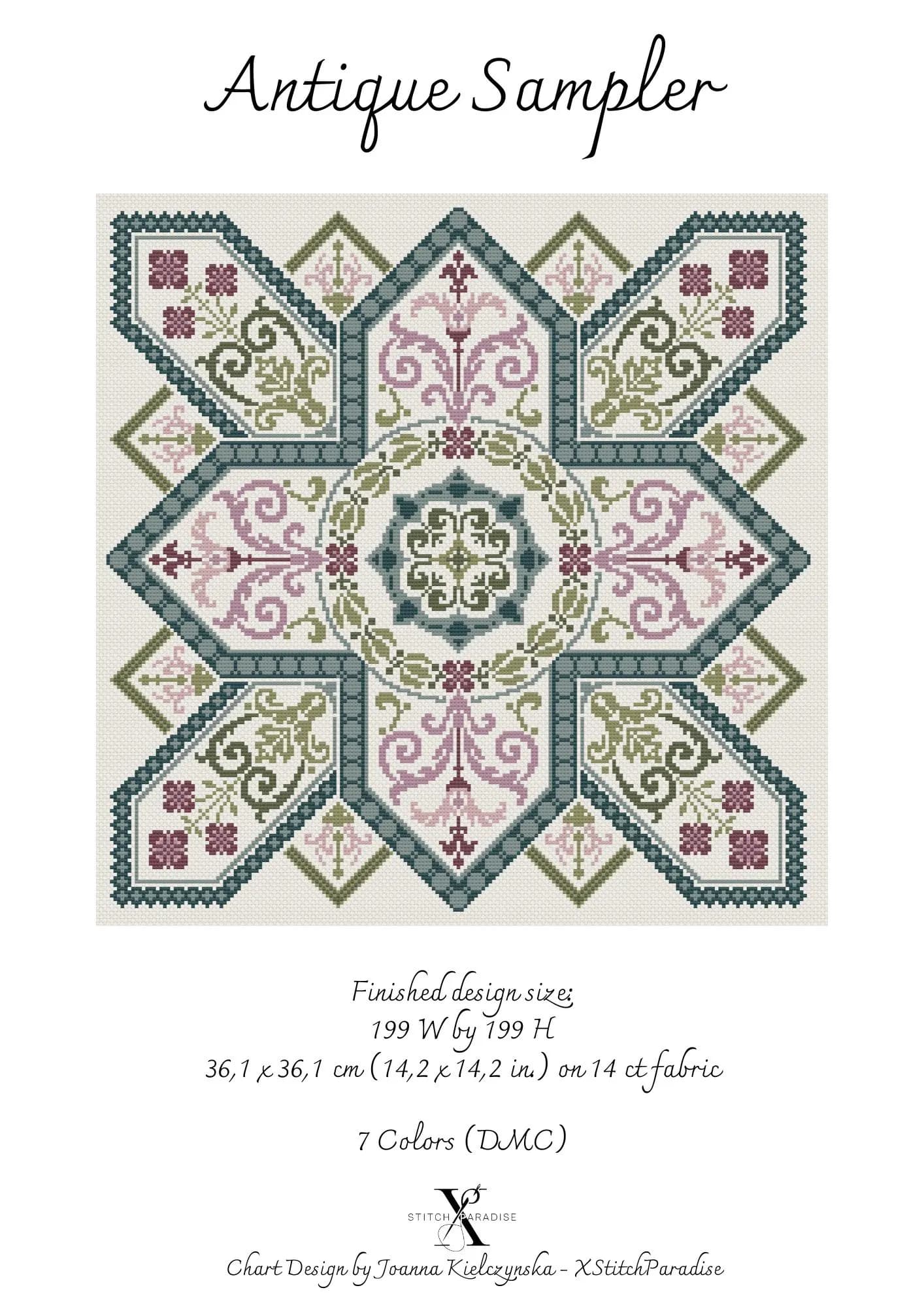 Antique Sampler | Counted Cross Stitch Pattern | Samplers & Patterns | Instant download | PDF | Pattern Keeper | Cross Stitch Saga - image 4