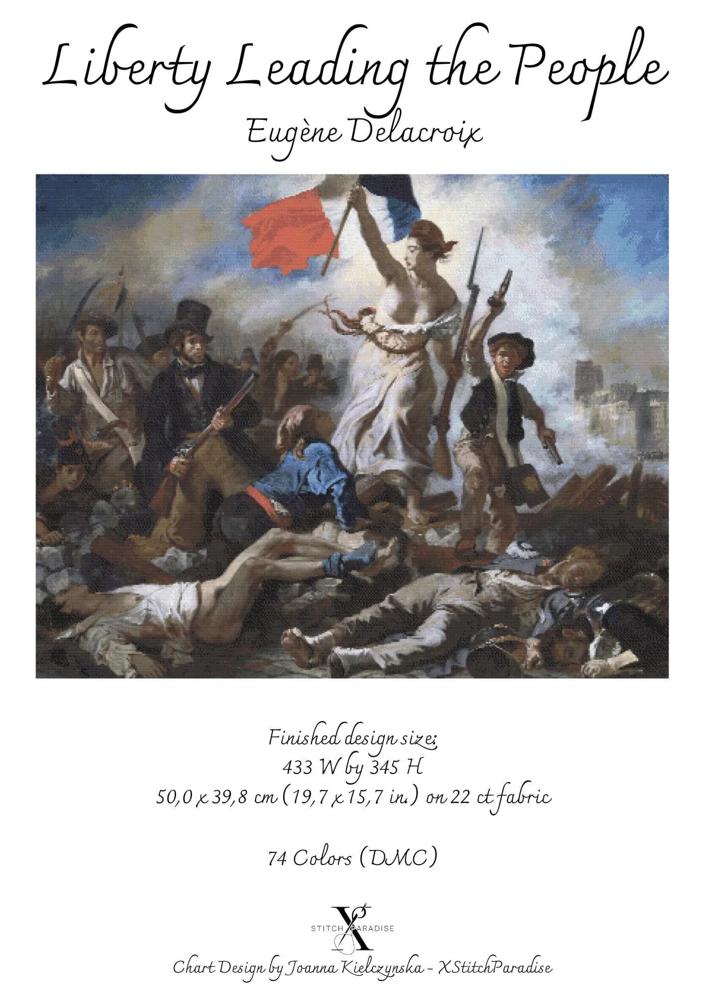 Liberty Leading the People Cross Stitch Pattern | Delacroix Famous Painting (PDF Download, Pattern Keeper Compatible) - image 5